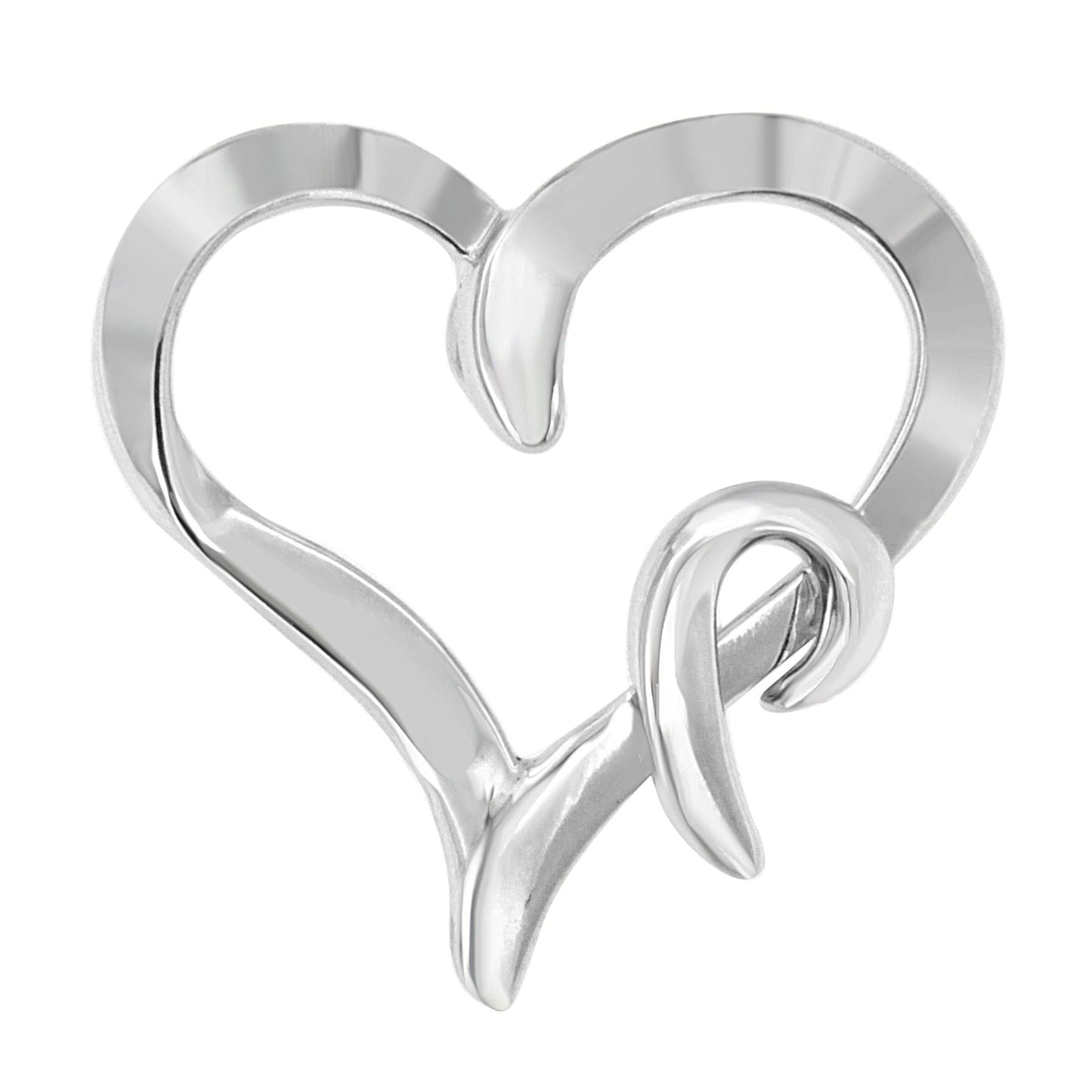 .925 Sterling Silver Heart Shaped Pendant Necklace-0