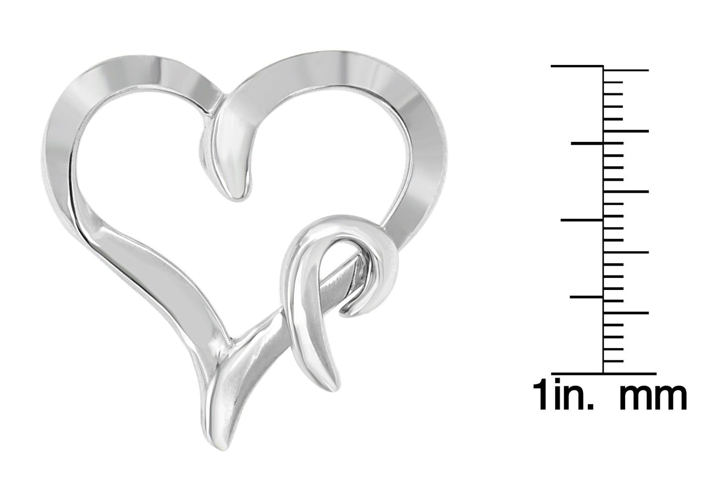 .925 Sterling Silver Heart Shaped Pendant Necklace-3