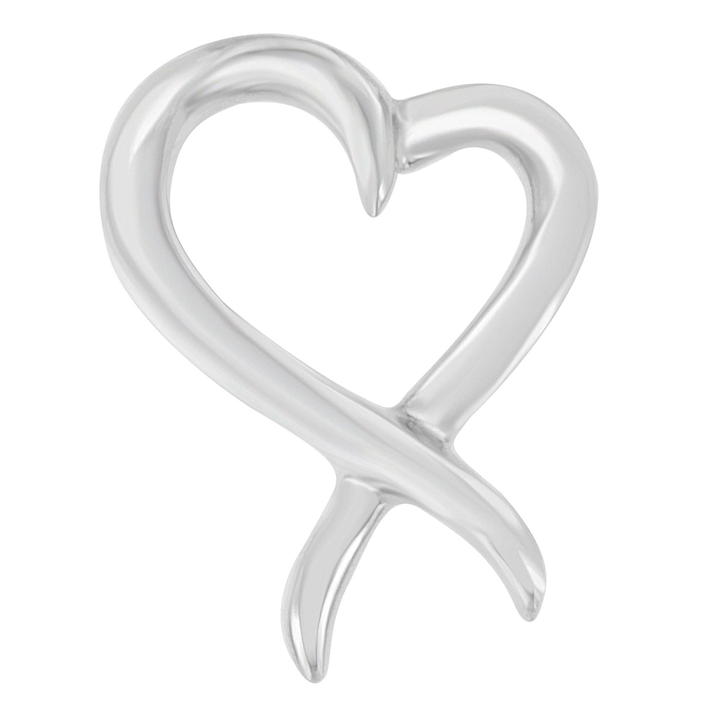 .925 Sterling Silver Open Heart-Shaped Awareness Ribbon Pendant Necklace-0