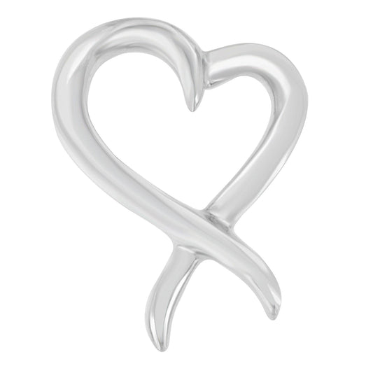 .925 Sterling Silver Open Heart-Shaped Awareness Ribbon Pendant Necklace-0