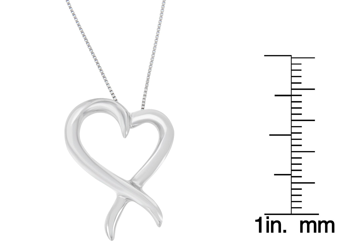 .925 Sterling Silver Open Heart-Shaped Awareness Ribbon Pendant Necklace-3