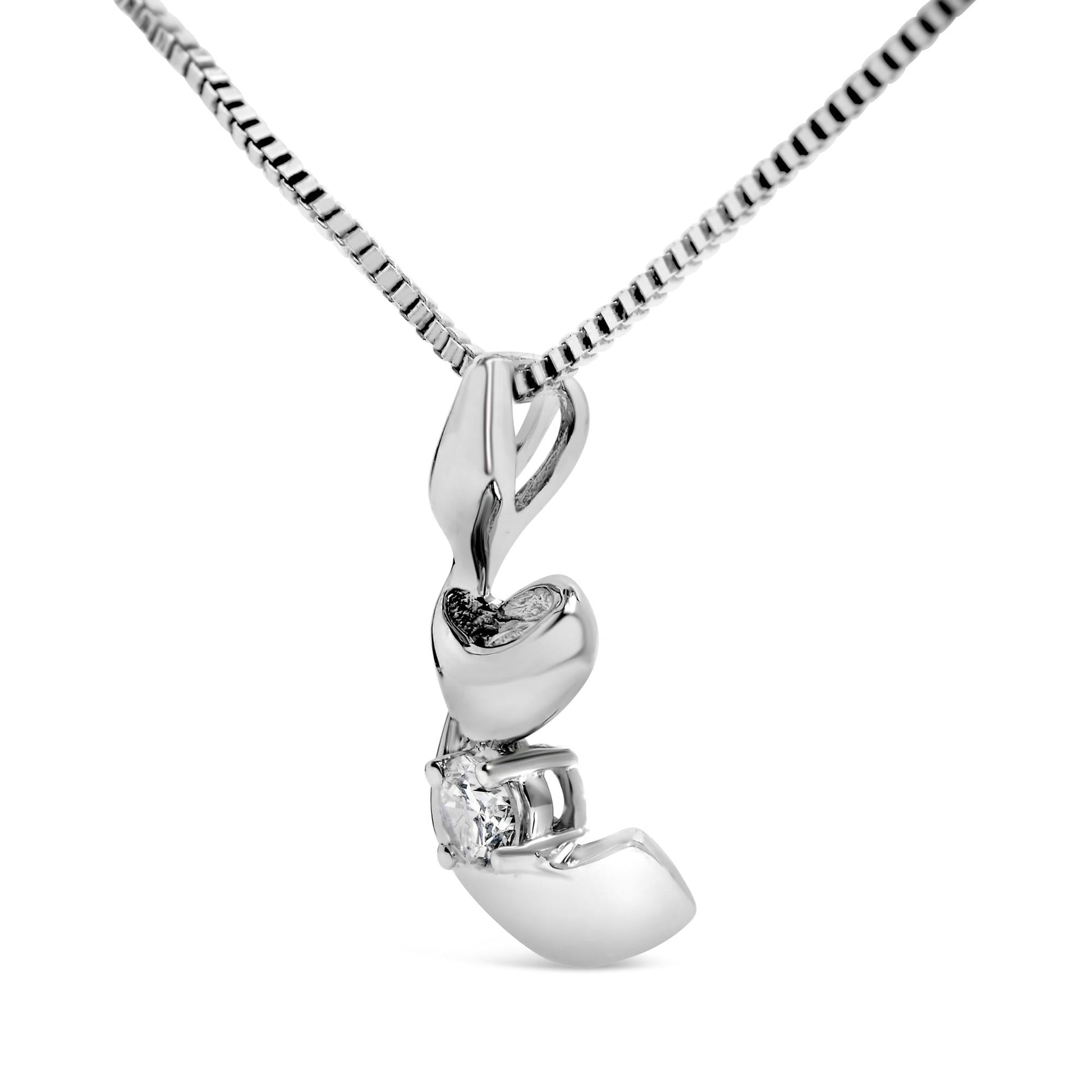 10K White Gold 1/10 Cttw Diamond Solitaire Spiral 18" Pendant Necklace (I-J Color, I2-I3 Clarity)-3