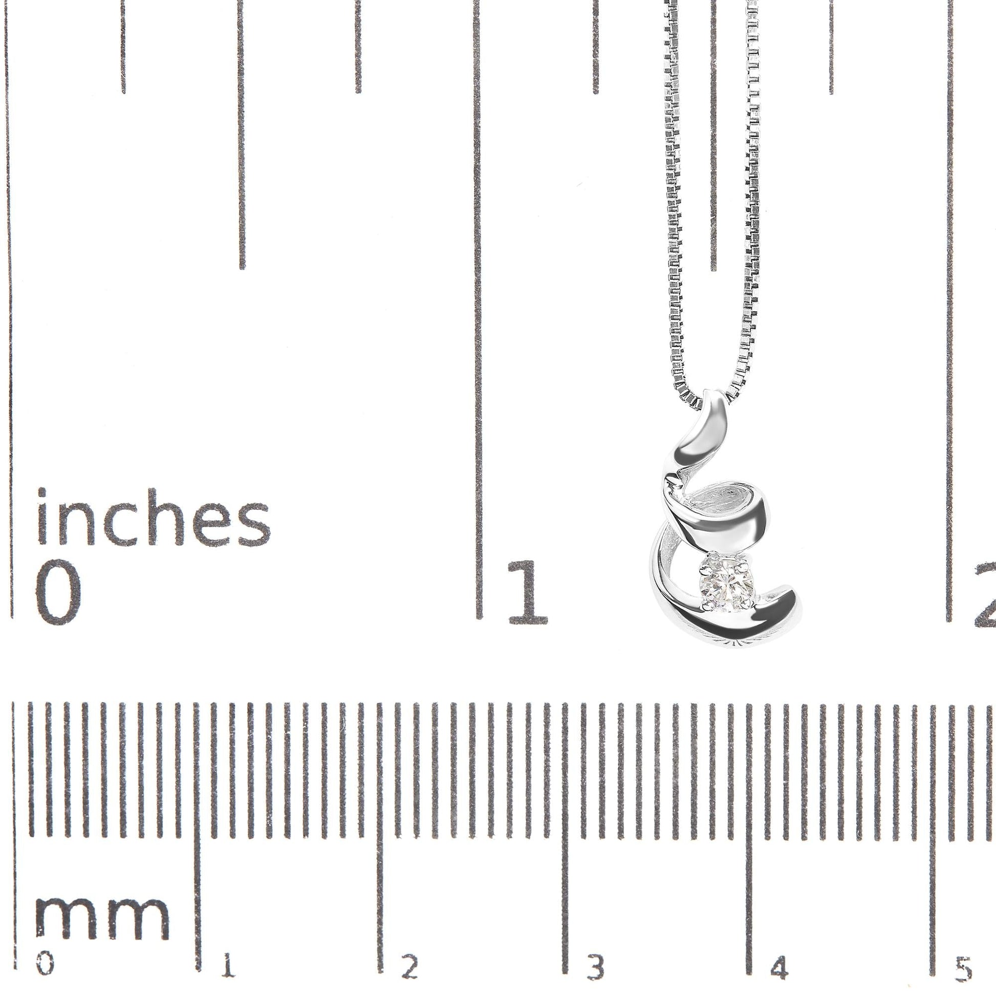 10K White Gold 1/10 Cttw Diamond Solitaire Spiral 18" Pendant Necklace (I-J Color, I2-I3 Clarity)-4