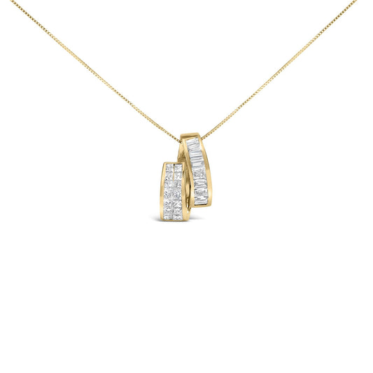 14K Yellow Gold 1 5/8 cttw Princess and Baguette Cut Diamond Fashion Pendant Necklace (G-H, VS2-SI1)-0