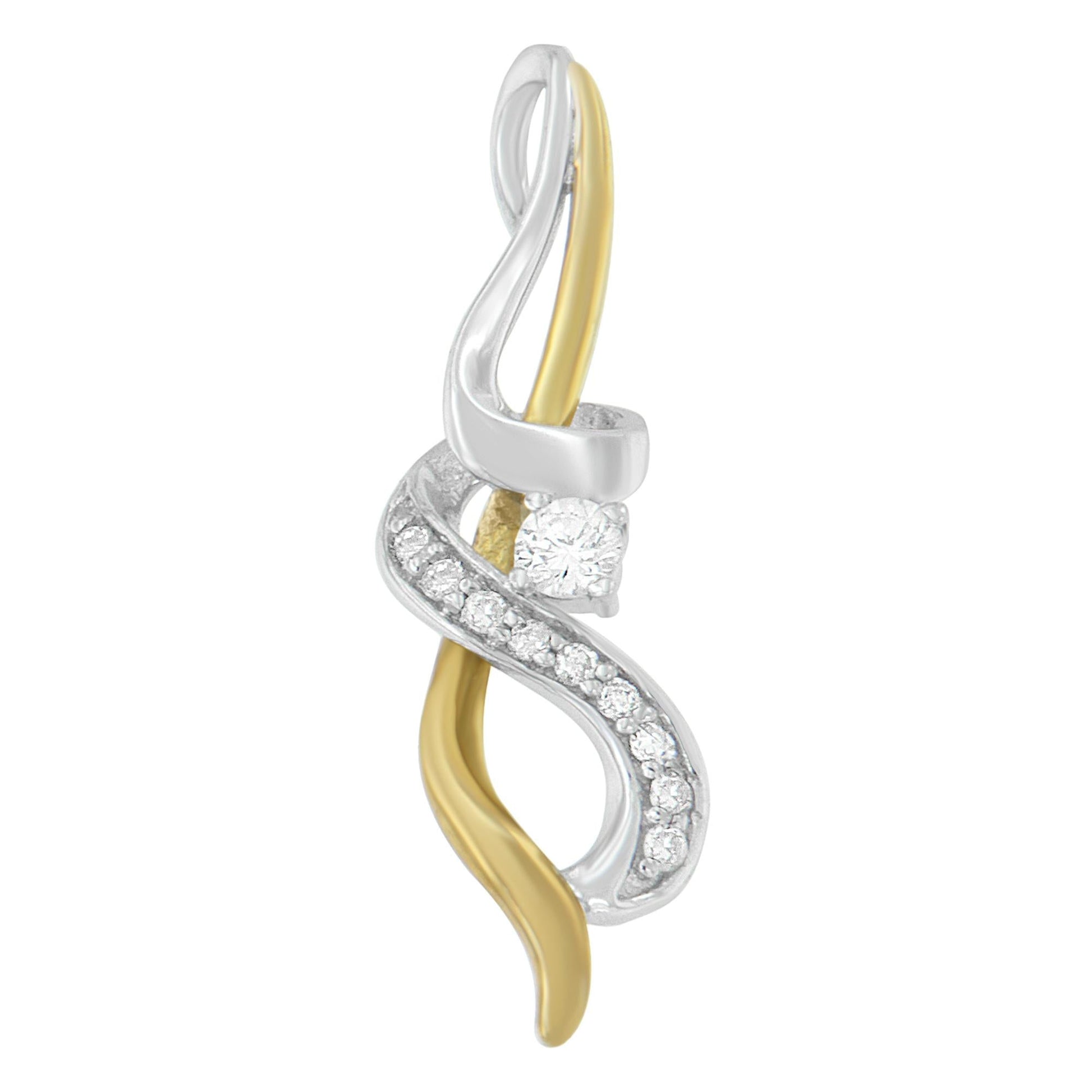 Espira 10K Two-tone Gold 1/5 cttw Diamond Intertwined Swirl Pendant Necklace (J-K, I1-I2)-2