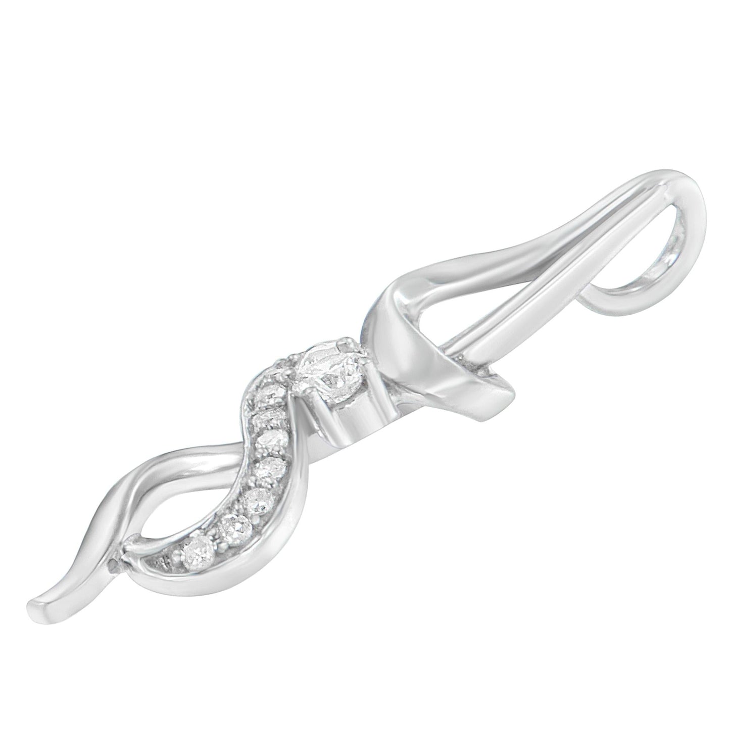 Espira 10K White Gold 1/5 cttw Round Cut Diamond Swirl Pendant Necklace (J-K, I1-I2)-3