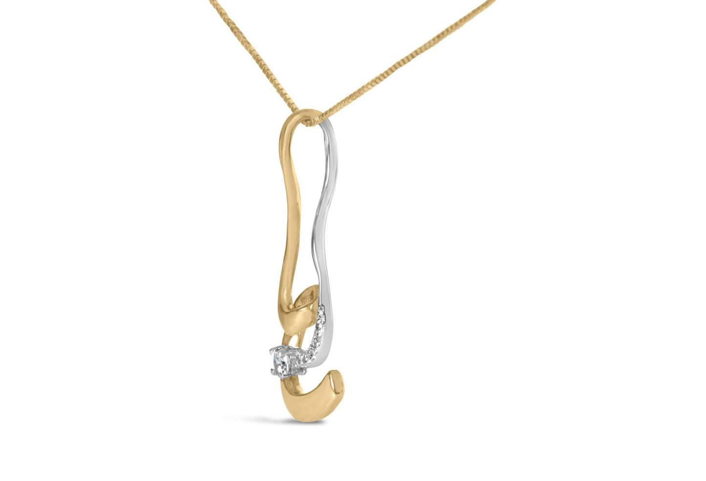 Espira 10K Two-Tone Gold 1/10 cttw Round Cut Diamond Swirl Pendant Necklace (I-J, I2-I3)-3