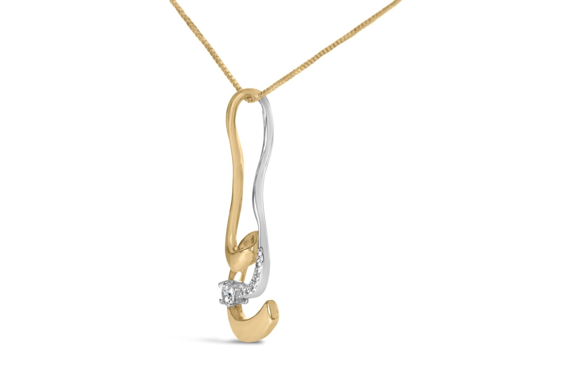 Espira 10K Two-Tone Gold 1/10 cttw Round Cut Diamond Swirl Pendant Necklace (I-J, I2-I3)-3