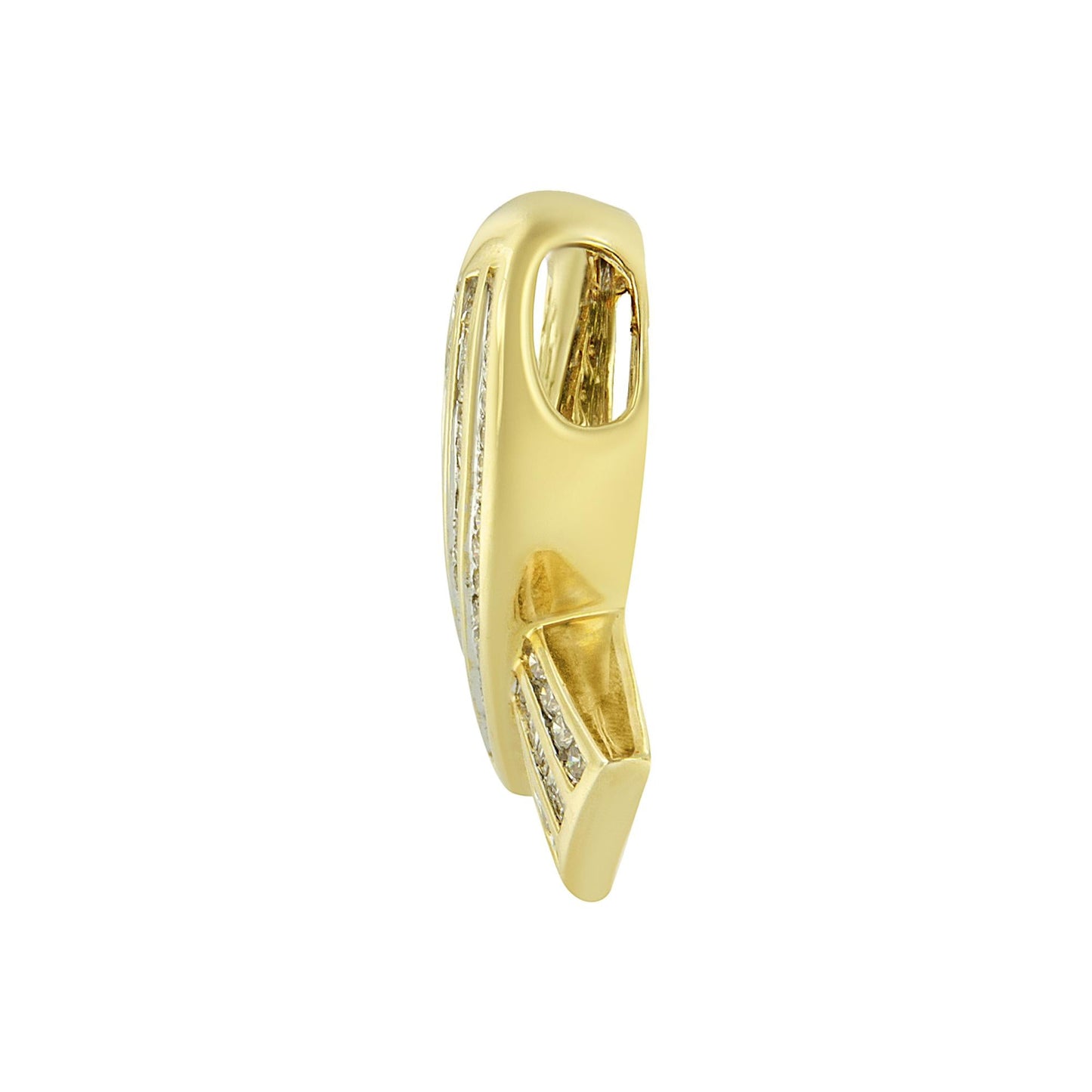 14K Yellow Gold 2 5/8 cttw Channel Set White Diamond Awareness Ribbon Pendant Necklace (G-H Color, VS1-VS2 Clarity) - NO CHAIN-3