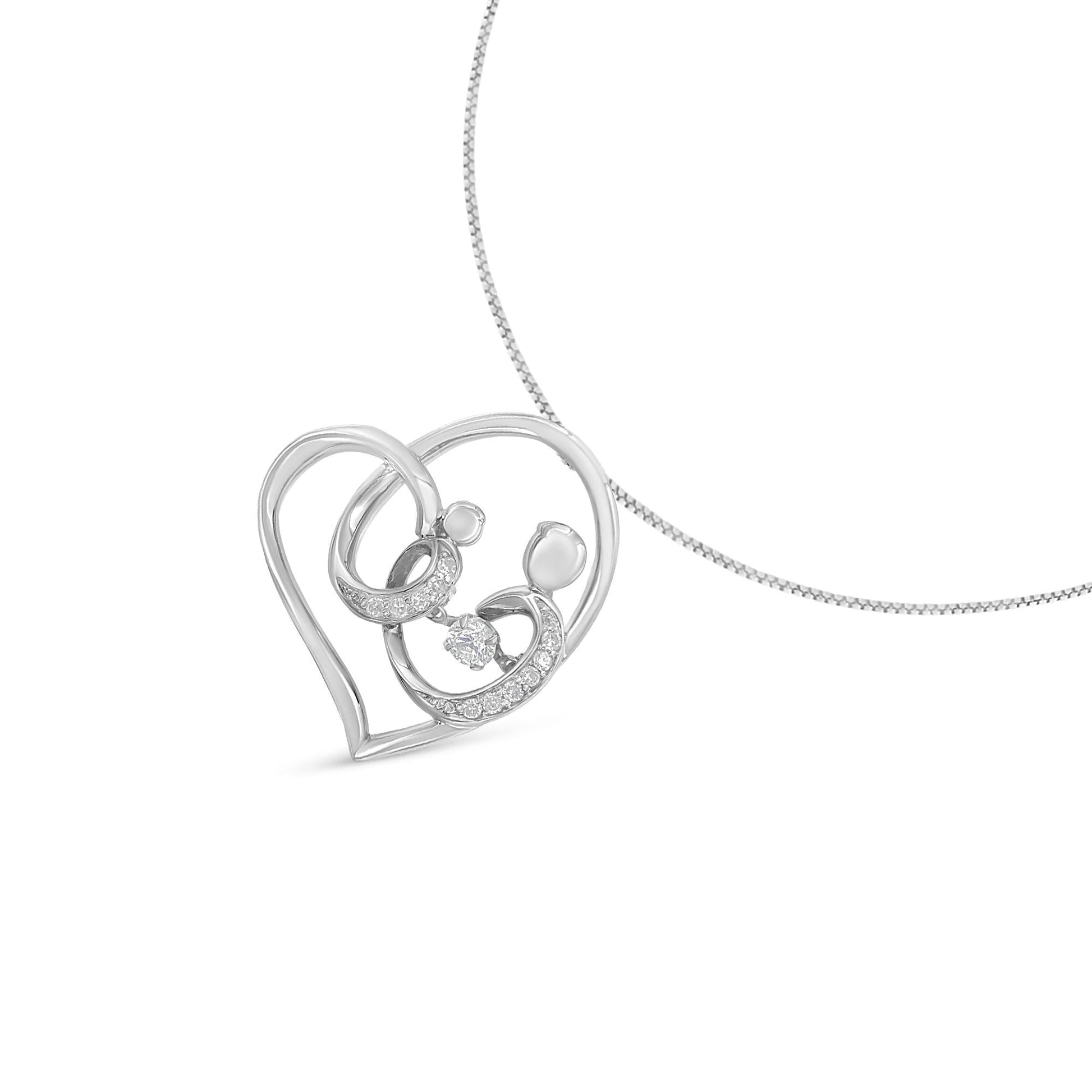 .925 Sterling Silver 1/6 cttw Diamond Heart Pendant Necklace (H-I, I1-I2)-3
