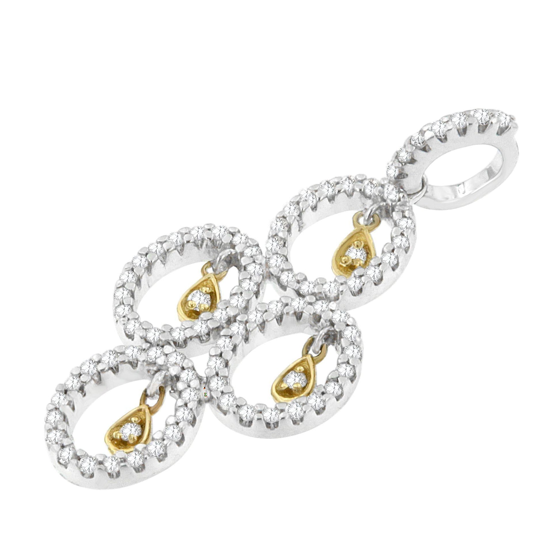 14K Two- Toned Gold 2/5 cttw Round Diamond Pendant Necklace (H-I, I1-I2)-2