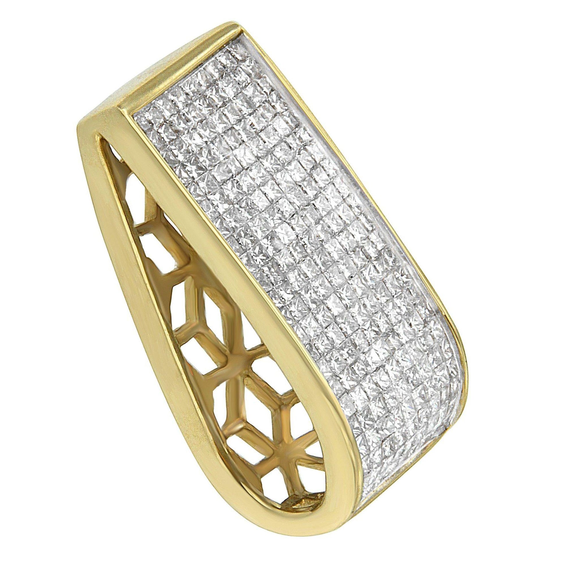 14K Yellow Gold Princess Cut Diamond Block Pendant Necklace (2 5/8 cttw, H-I Color, SI2-I1 Clarity)-1