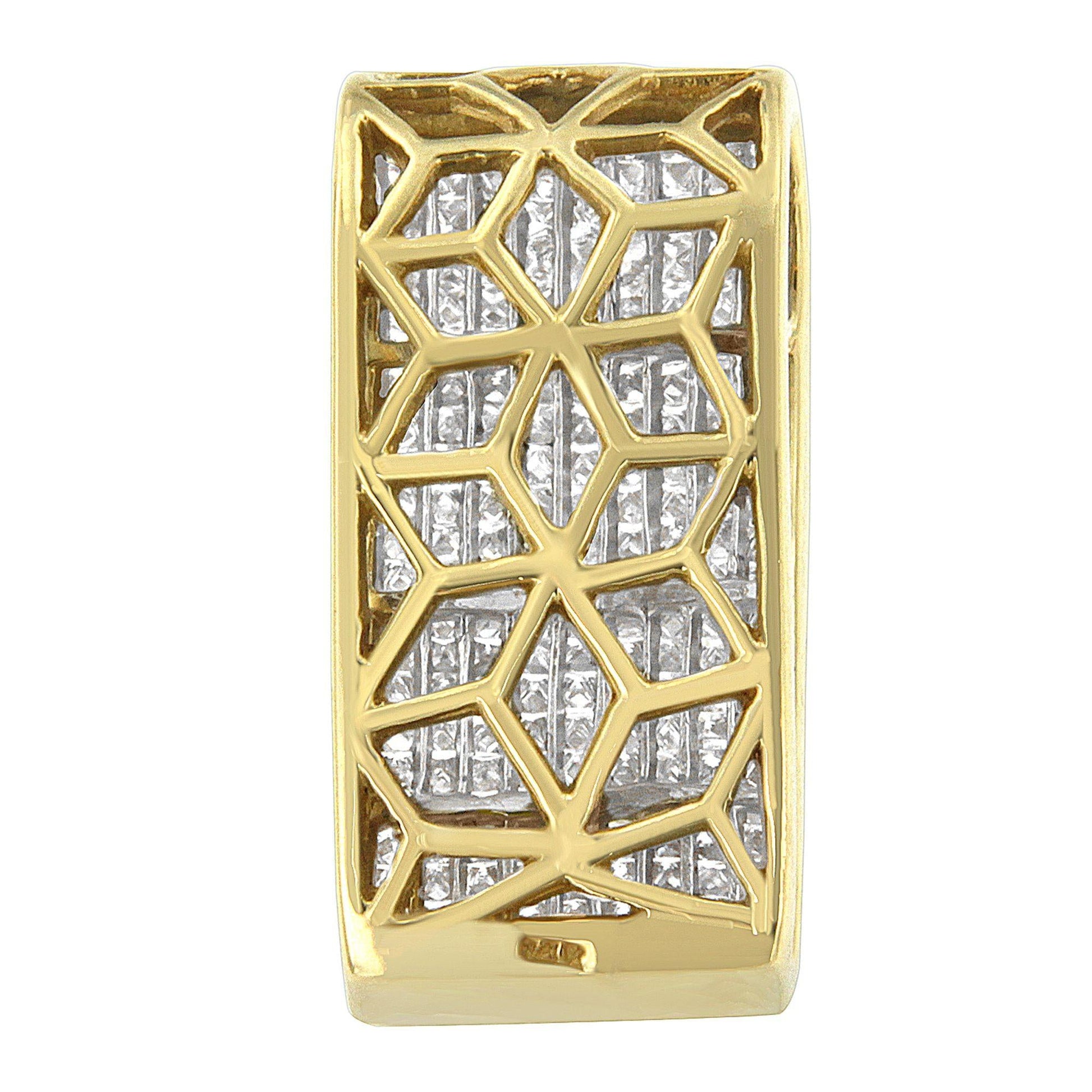 14K Yellow Gold Princess Cut Diamond Block Pendant Necklace (2 5/8 cttw, H-I Color, SI2-I1 Clarity)-2