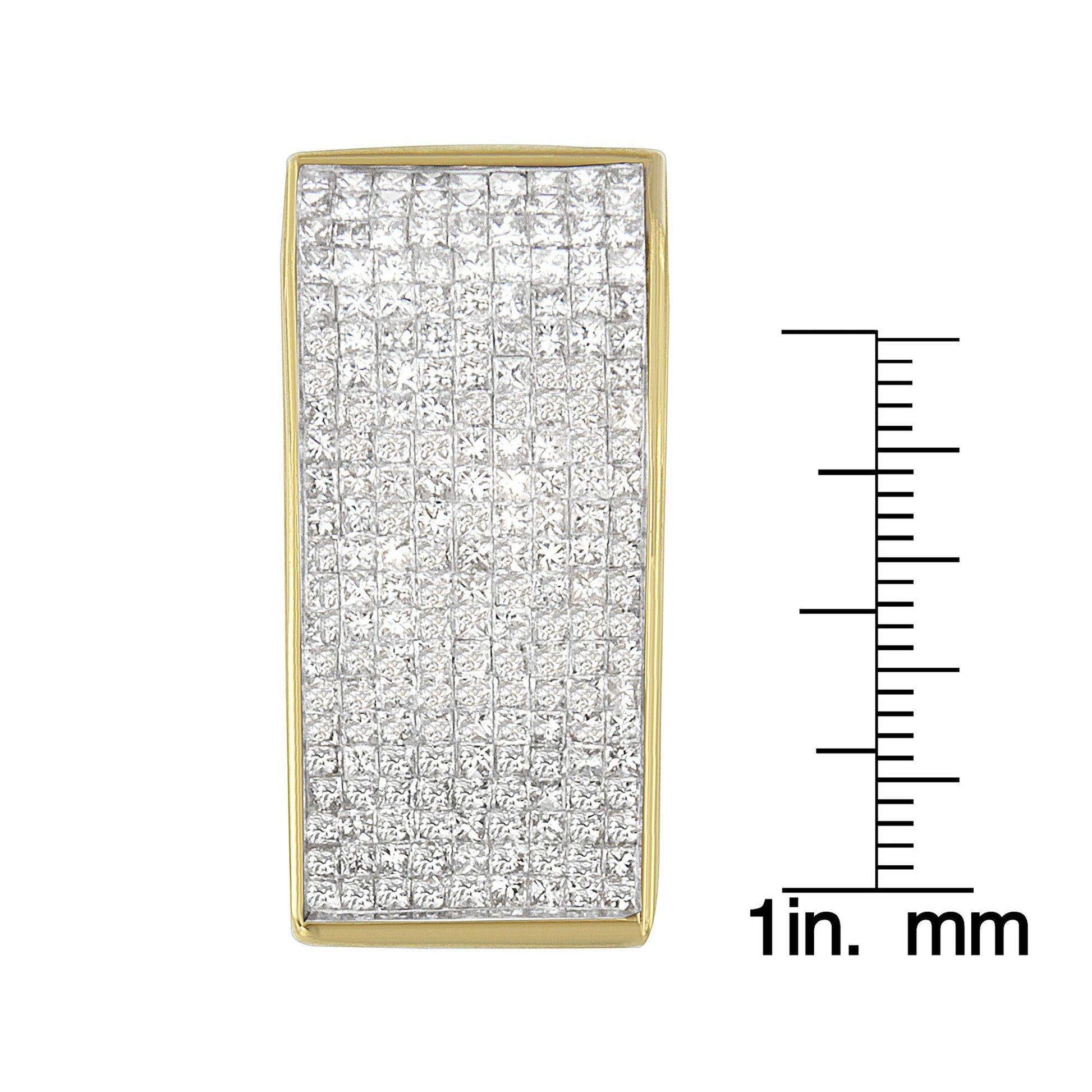14K Yellow Gold Princess Cut Diamond Block Pendant Necklace (2 5/8 cttw, H-I Color, SI2-I1 Clarity)-4