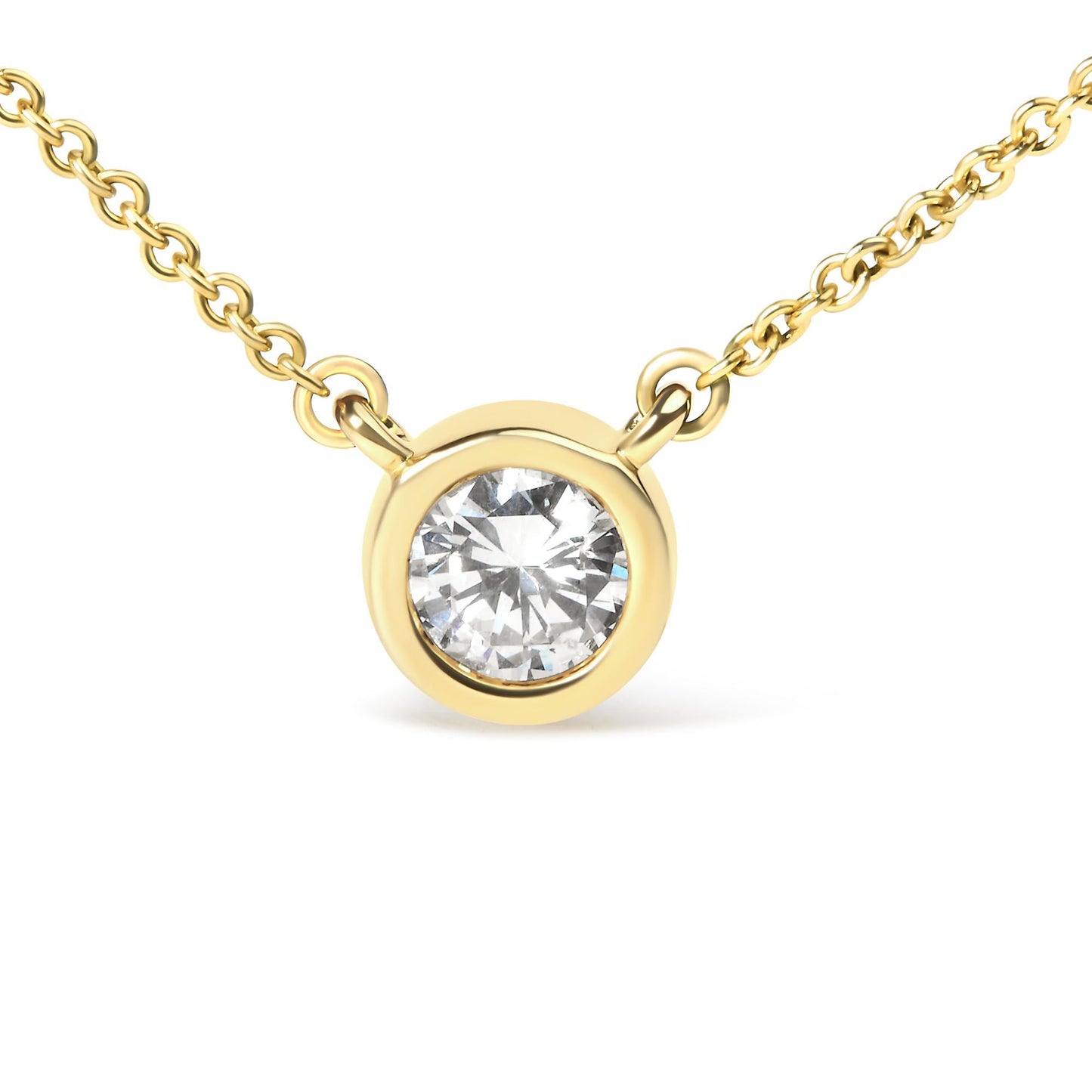 10K Gold 1/10 Carat Round Brilliant-Cut Diamond Modern Bezel-Set Solitaire 16"-18" Pendant Necklace-4