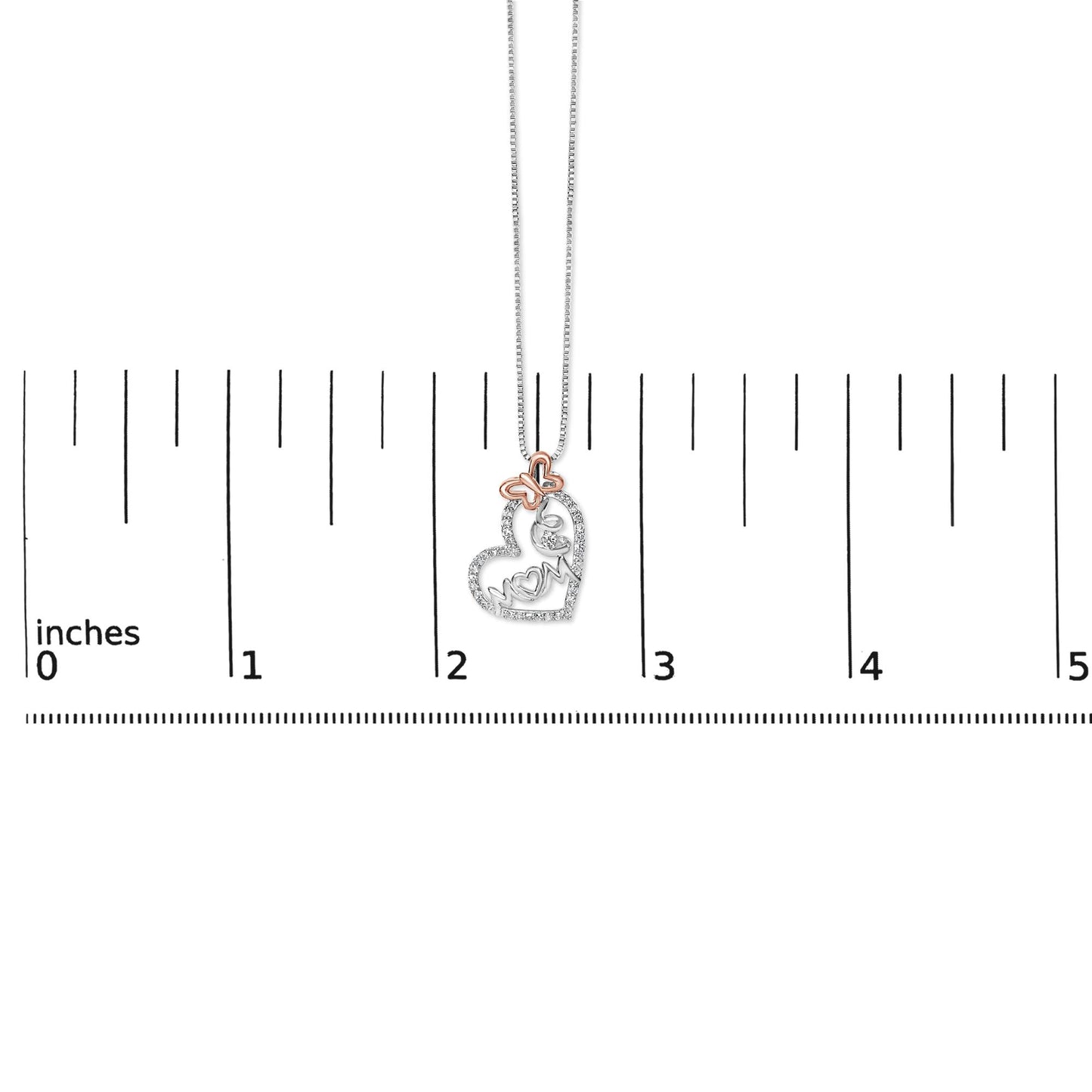 Two Tone .925 Sterling Silver 1/5 cttw Diamond "Mom" and Heart Pendant Necklace (H-I, I1-I2)-4