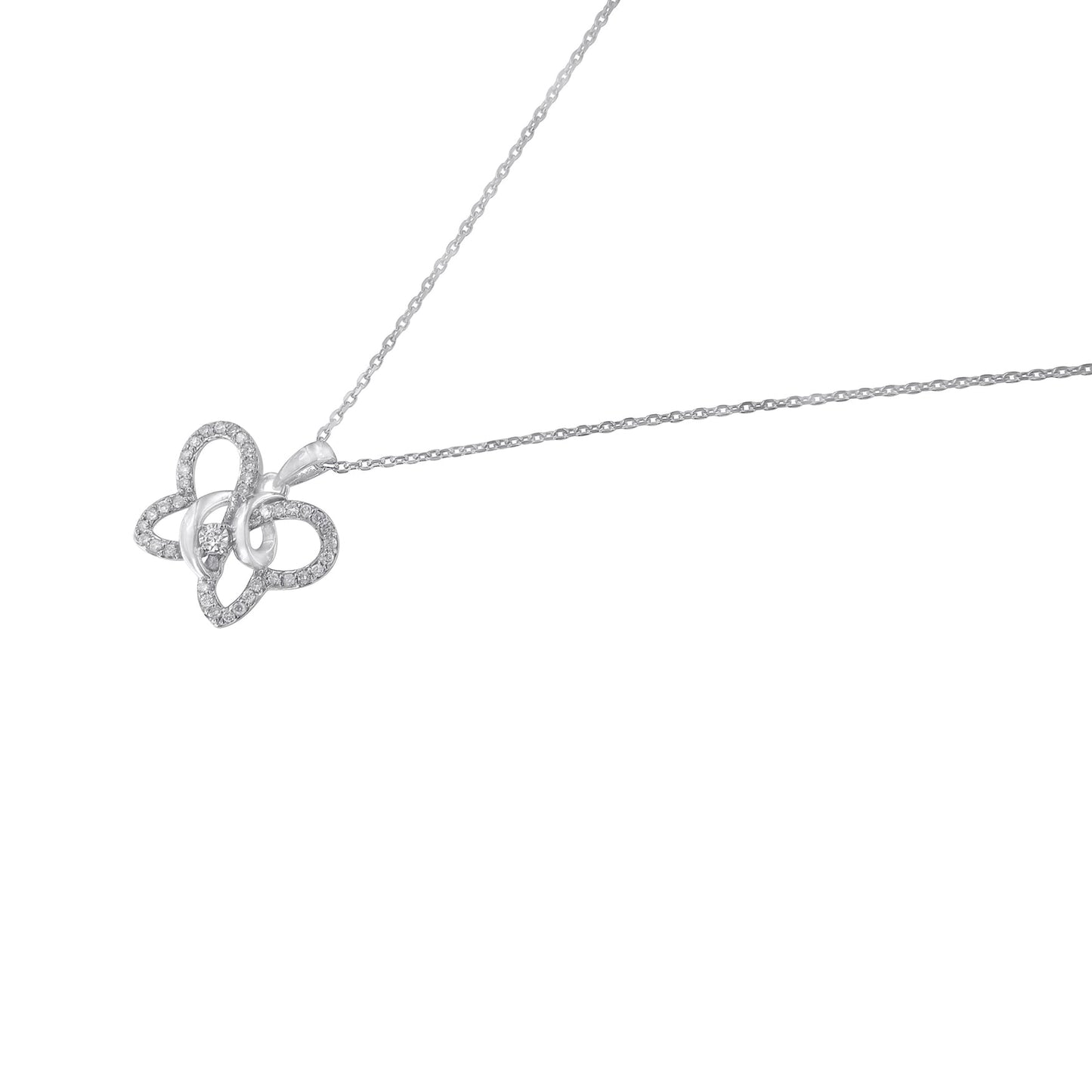 .925 Sterling Silver 1/4 cttw Prong-Set Diamond Butterfly 18" Pendant Necklace (H-I Color, I1-I2 Clarity)-3