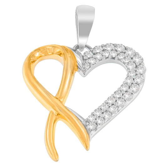 .925 Sterling Silver Two Toned 1/4 cttw Round Cut Diamond Pendant Necklace (H-I, I2-I3)-0