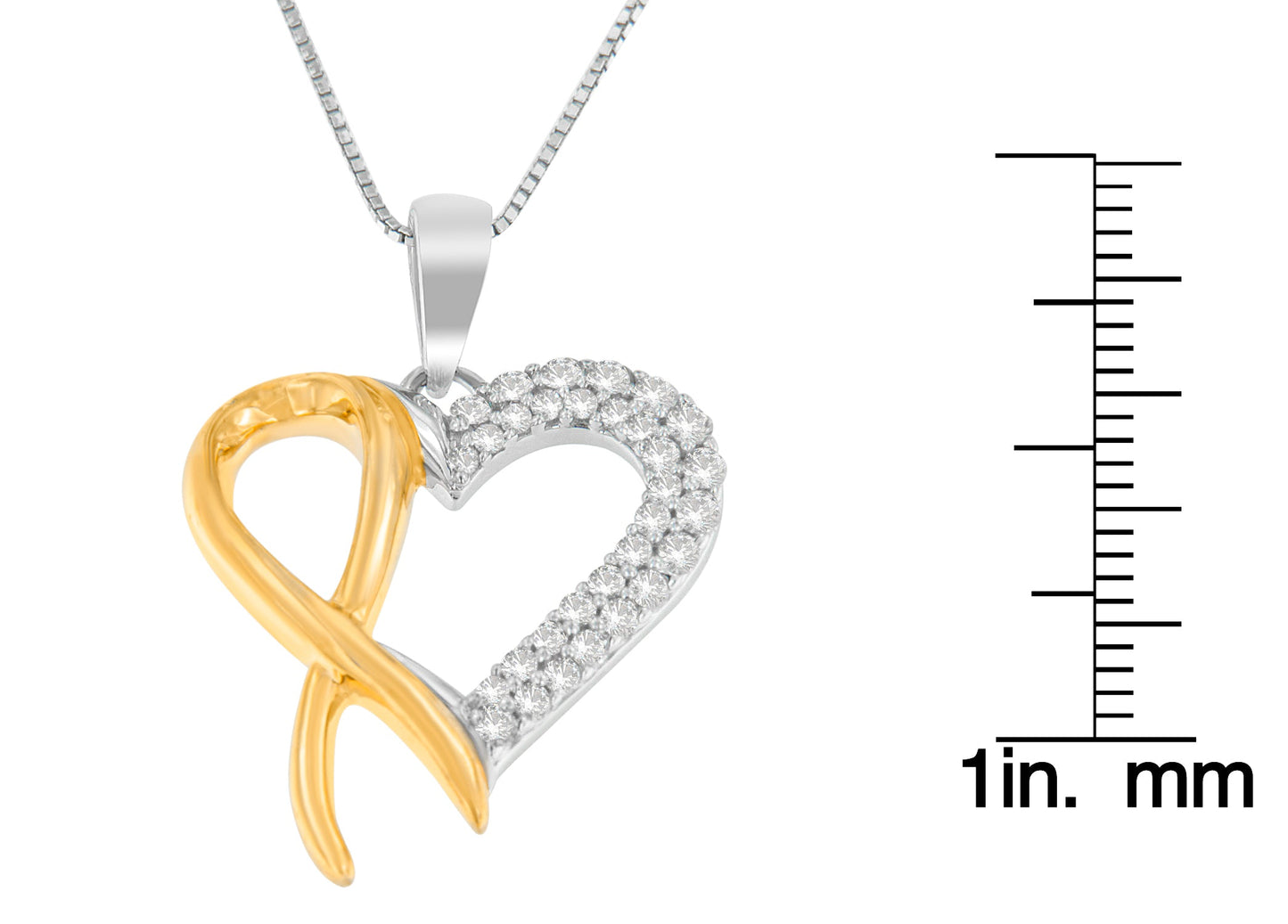 .925 Sterling Silver Two Toned 1/4 cttw Round Cut Diamond Pendant Necklace (H-I, I2-I3)-3