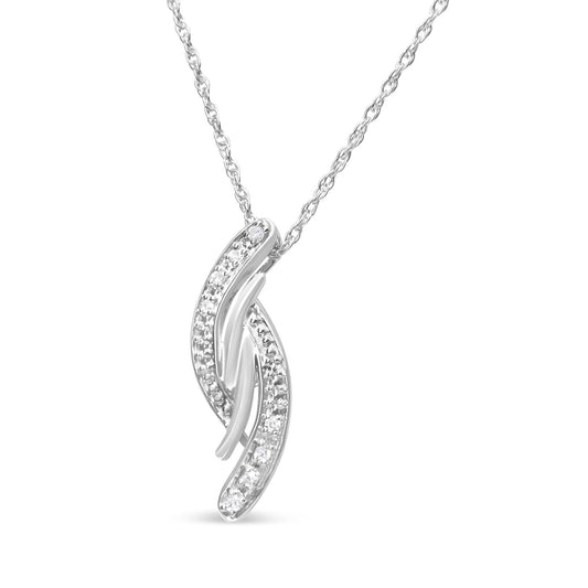 .925 Sterling Silver Diamond Accent Bypass Curve 18" Pendant Necklace (I-J Color, I3 Clarity)-0