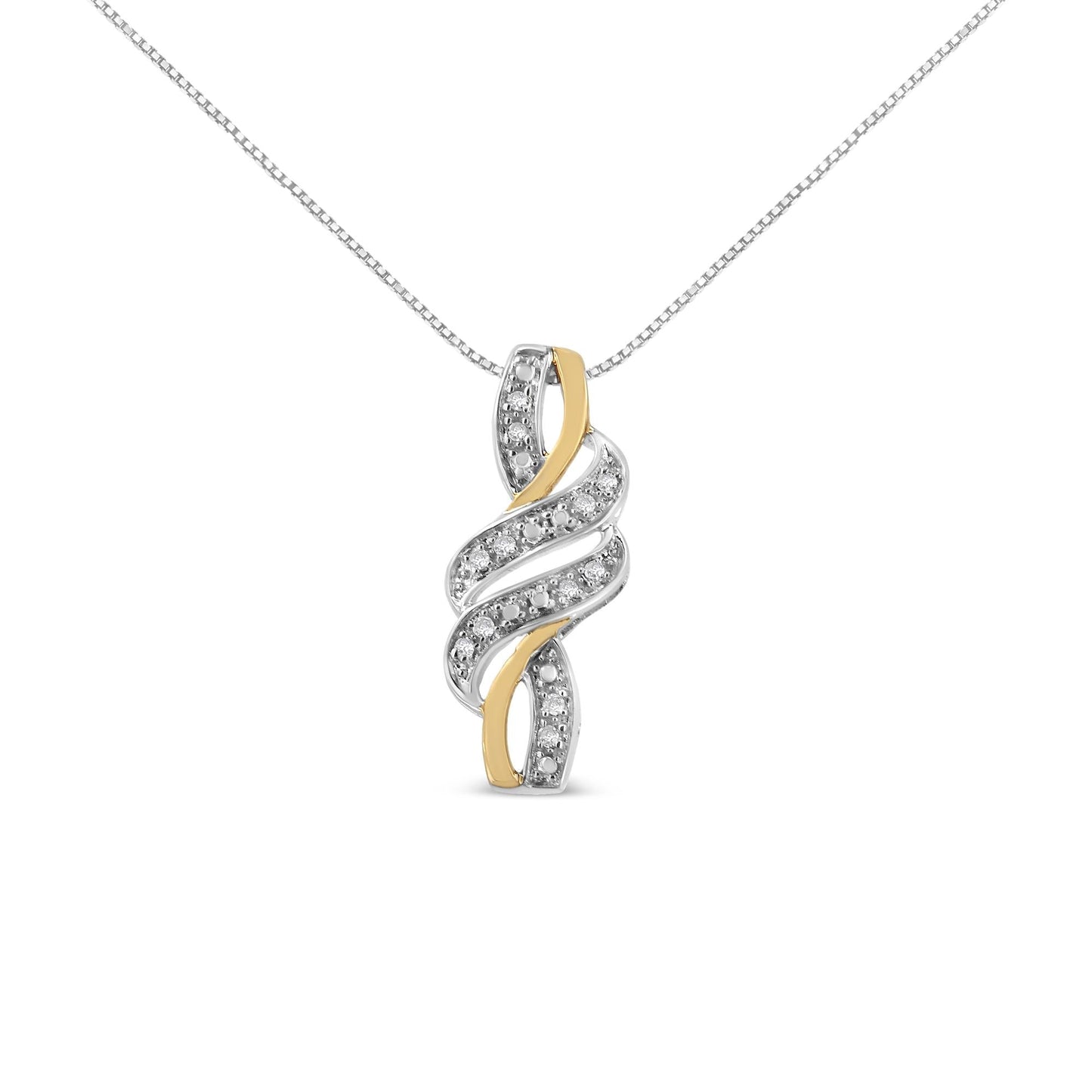 10K Yellow Gold Plated .925 Sterling Silver 1/20 cttw Round Cut Diamond Swirl Pendant Necklace (H-I Color, I2-I3 Clarity)-3