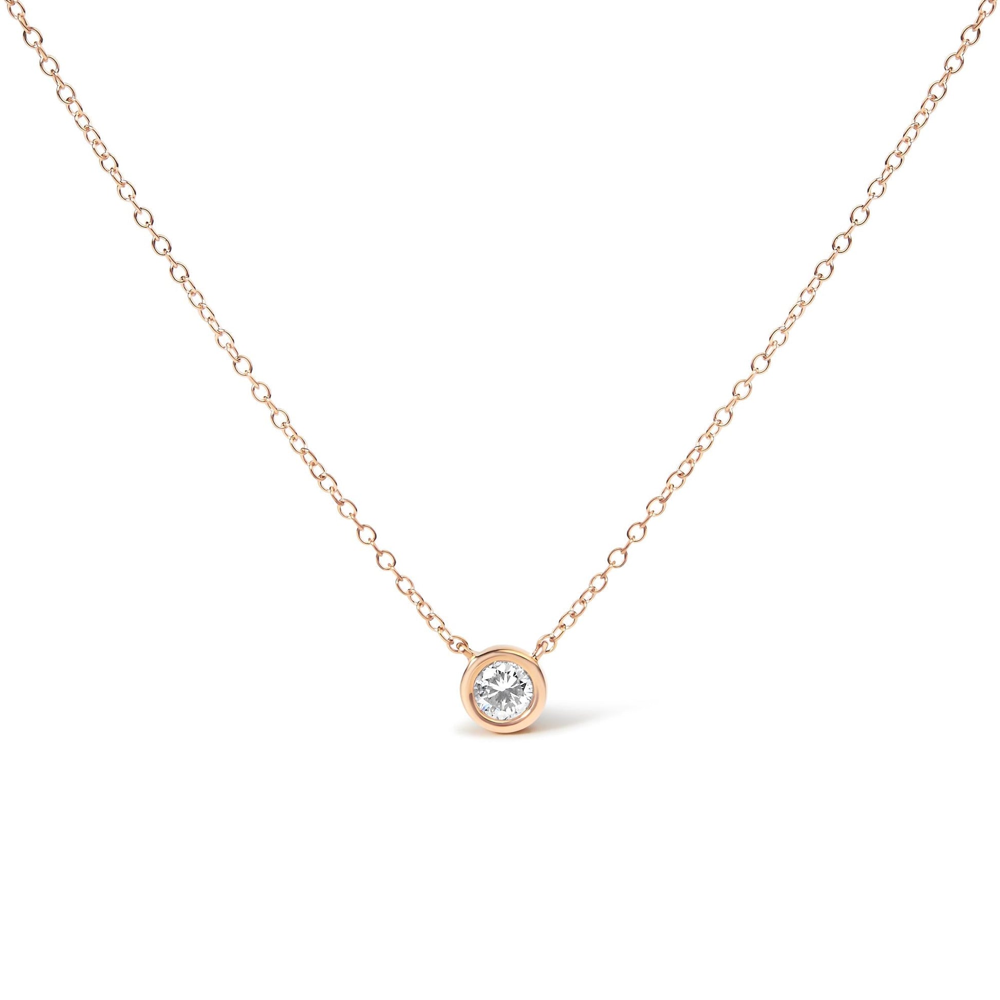 Sterling Silver Bezel-Set Diamond Solitaire Pendant Necklace (1/3 cttw, H-I Color, I1-I2 Clarity)-0