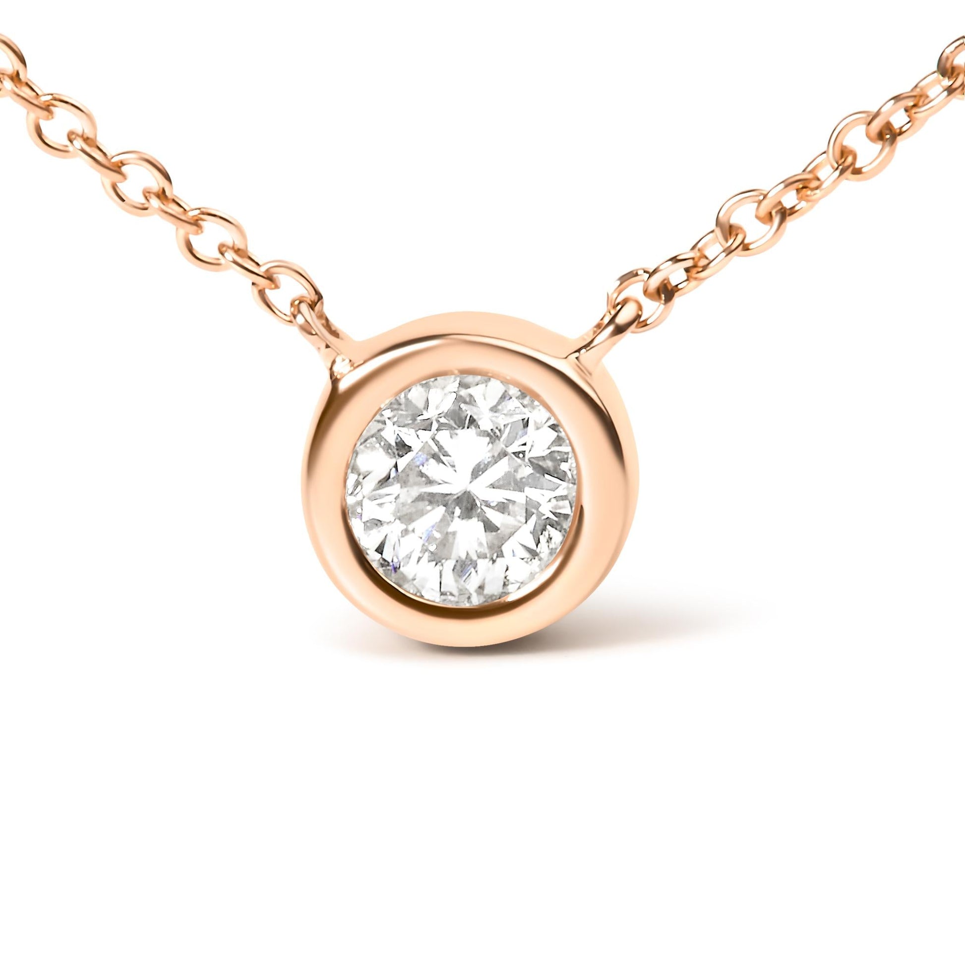 Sterling Silver Bezel-Set Diamond Solitaire Pendant Necklace (1/3 cttw, H-I Color, I1-I2 Clarity)-1