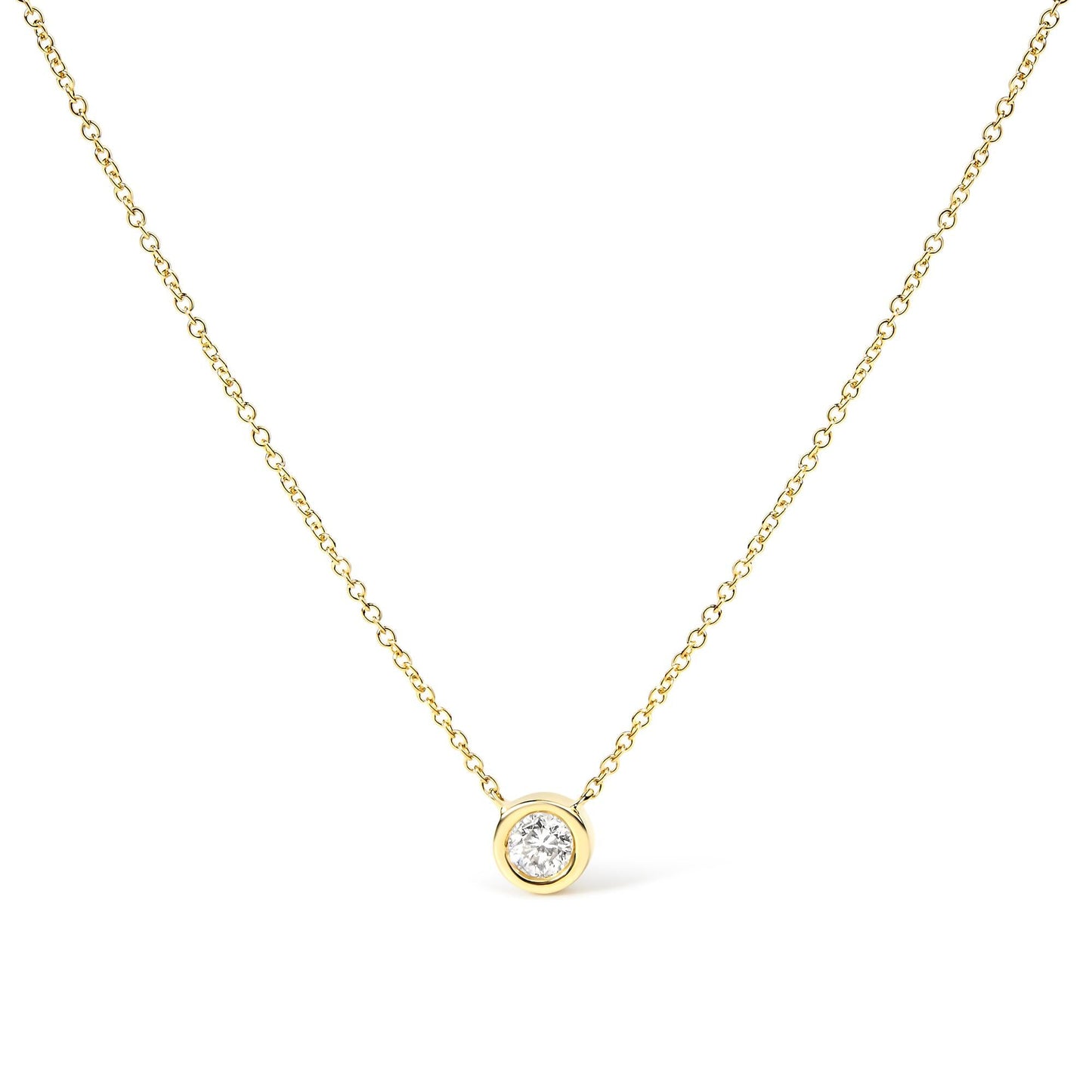 10K Gold Round Brilliant-Cut Diamond Modern Bezel-Set Solitaire 16"-18" Pendant Necklace (H-I Color, SI2-I1 Clarity)-4