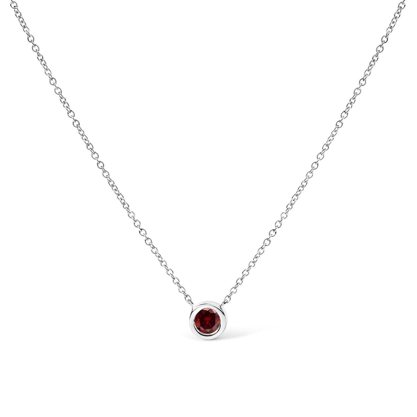 14K White Gold 1/2 Cttw Red Lab Grown Diamond Bezel-Set Solitaire 18" Pendant Necklace (Red Color, VS1-VS2 Clarity)-1