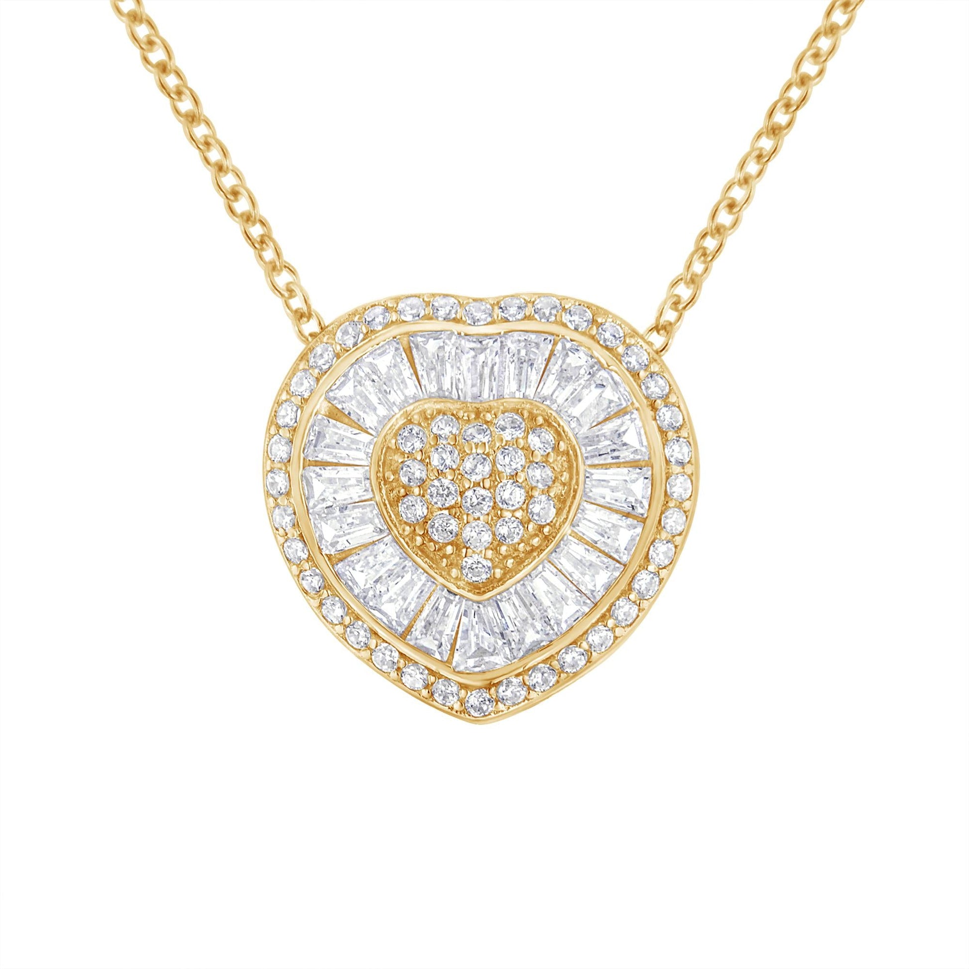 10KT Yellow Gold Diamond Heart Pendant Necklace (1/2 cttw, H-I Color, I1-I2 Clarity)-0
