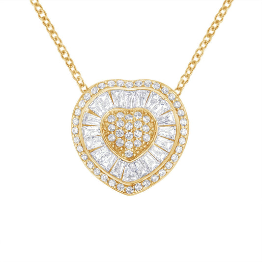 10KT Yellow Gold Diamond Heart Pendant Necklace (1/2 cttw, H-I Color, I1-I2 Clarity)-0