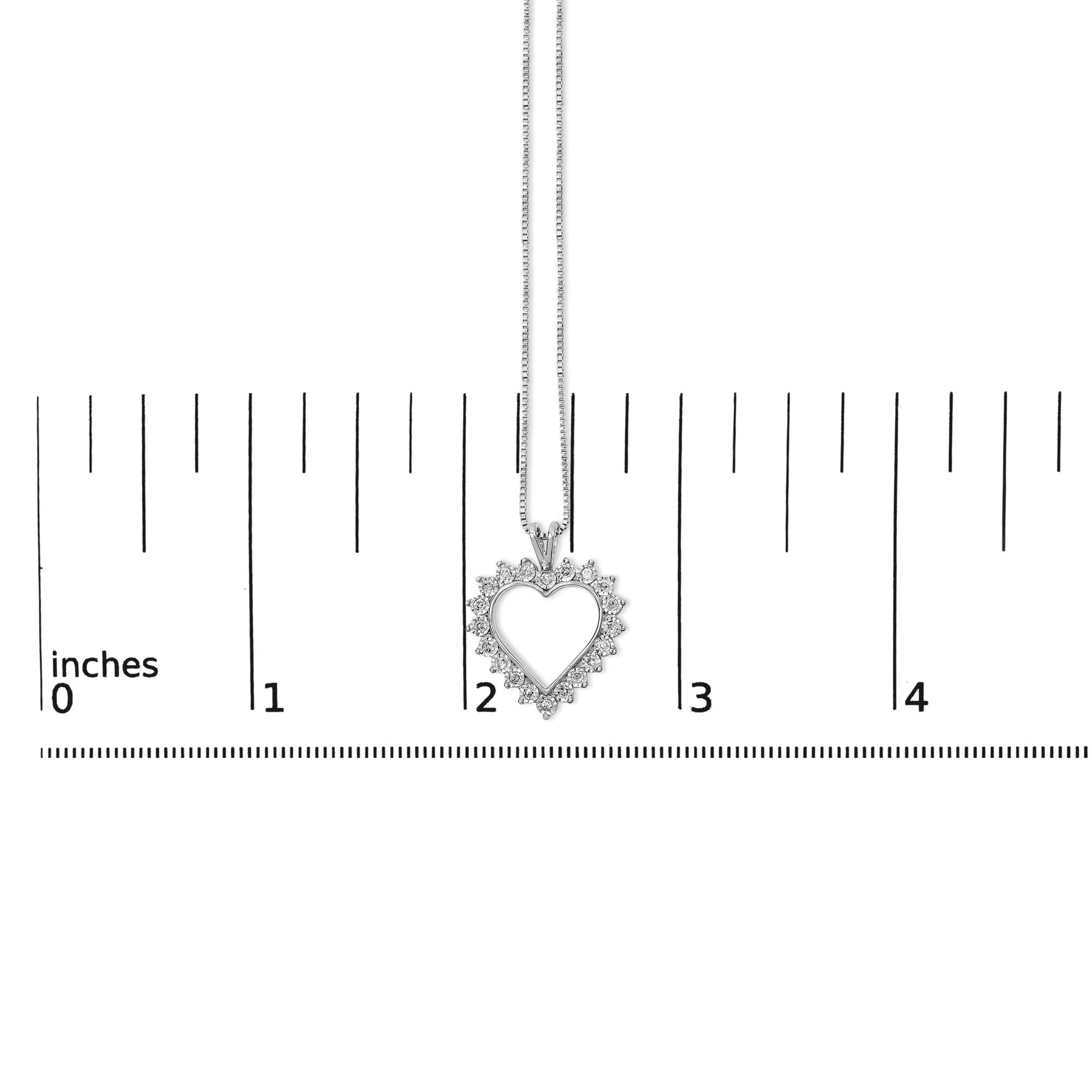 .925 Sterling Silver 1/4 Cttw Miracle Set Diamond Open Heart 18" Pendant Necklace (I-J Color, I3 Clarity)-4