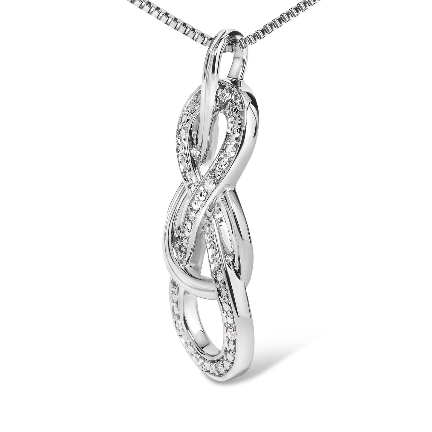 925 Sterling Silver Diamond Accent Interlocking Infinity Pendant Necklace (H-I Color, I2-I3 Clarity) - 18" Inches-3