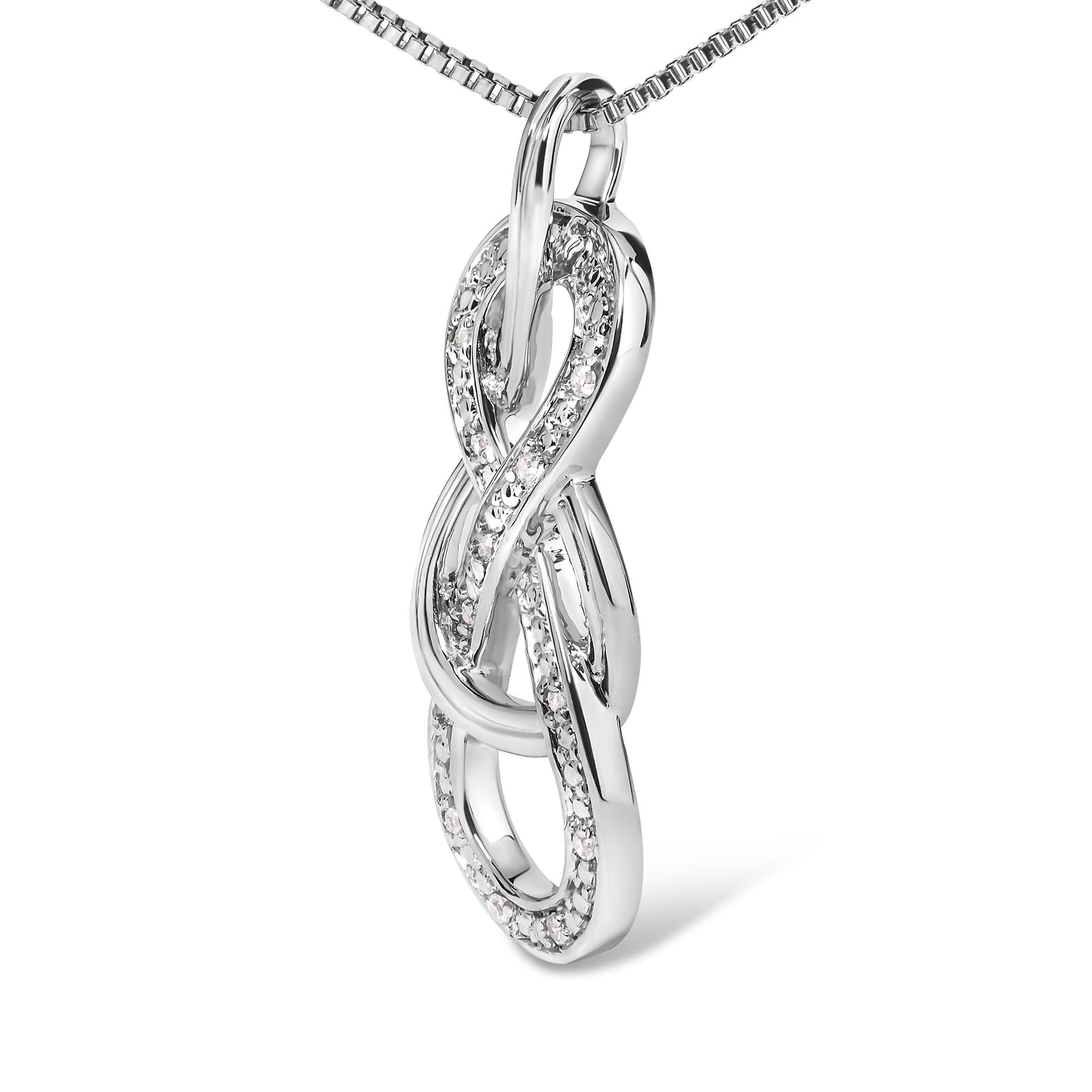 925 Sterling Silver Diamond Accent Interlocking Infinity Pendant Necklace (H-I Color, I2-I3 Clarity) - 18" Inches-3