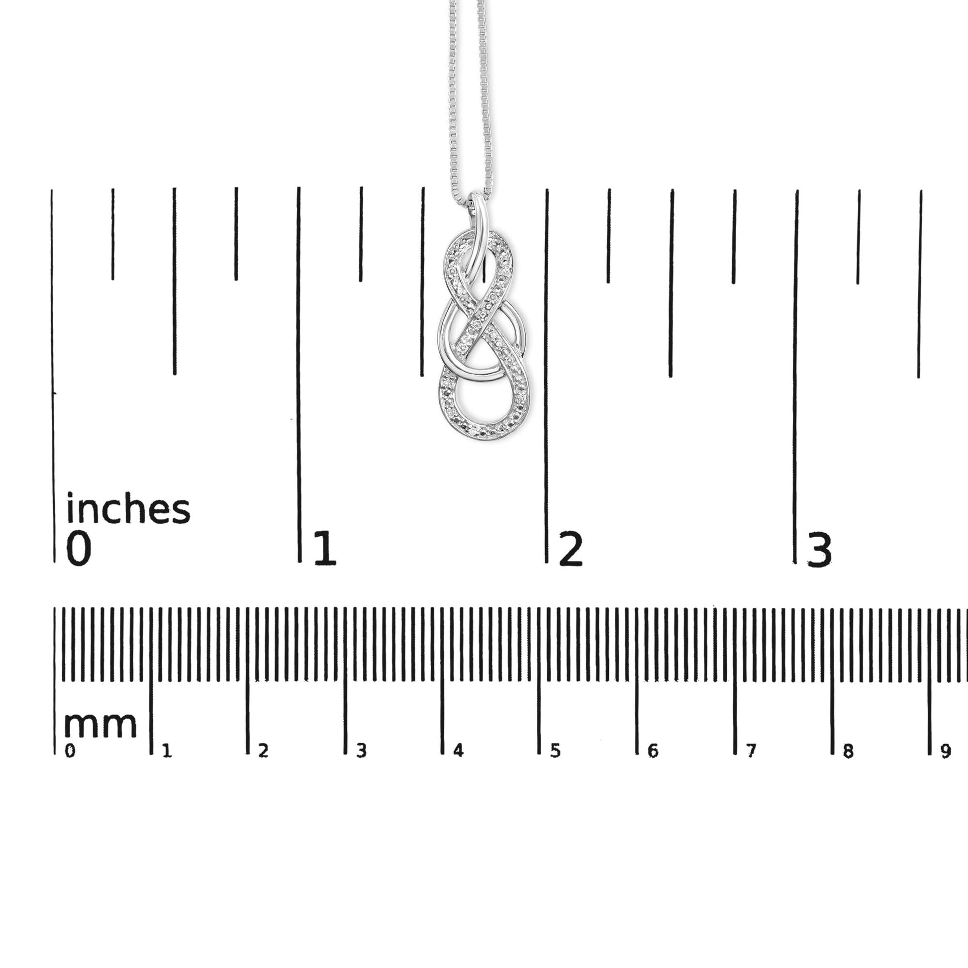 925 Sterling Silver Diamond Accent Interlocking Infinity Pendant Necklace (H-I Color, I2-I3 Clarity) - 18" Inches-4