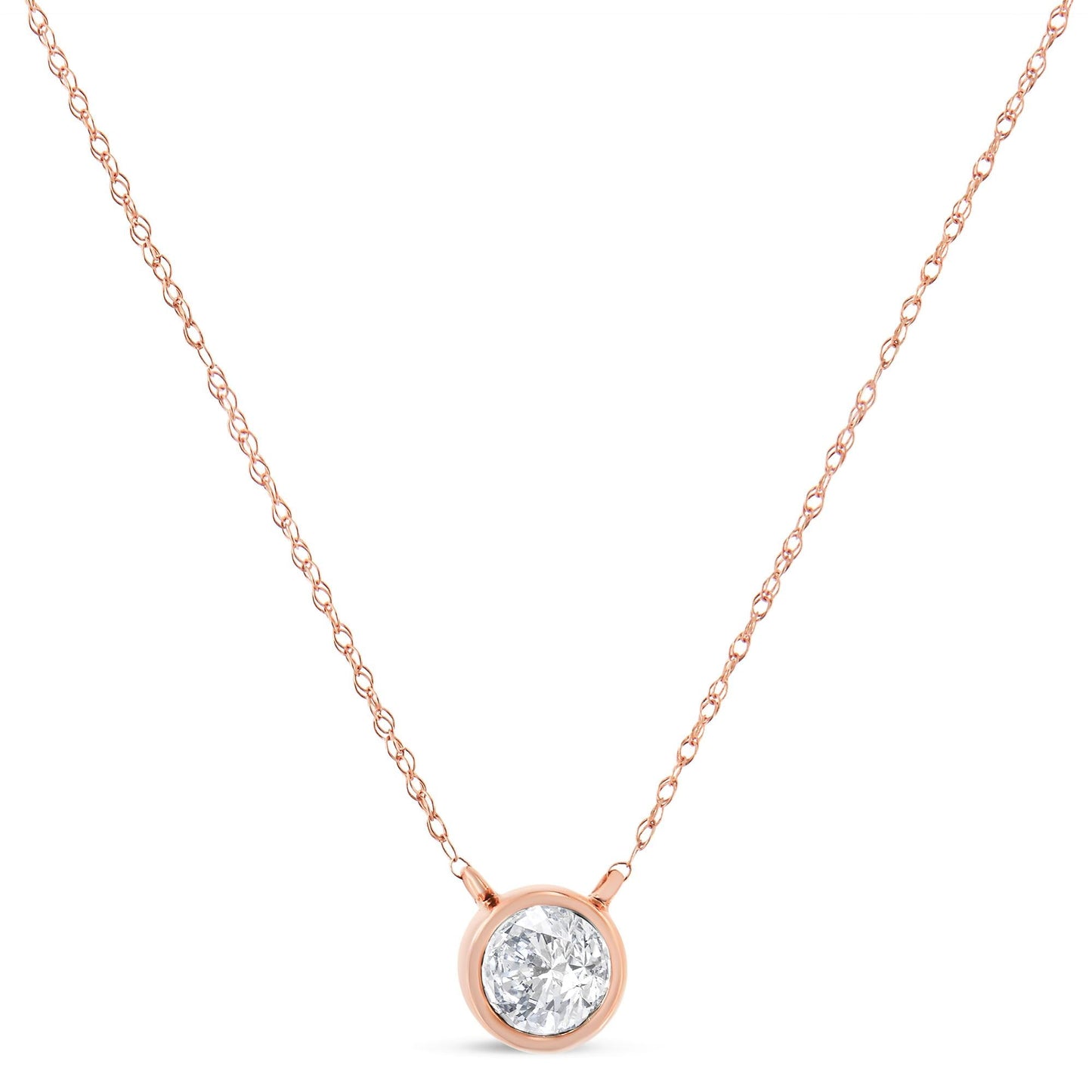 .925 Sterling Silver Round-Cut Diamond Bezel 18" Pendant Necklace (J-K Color, I1-I2 Clarity)-4