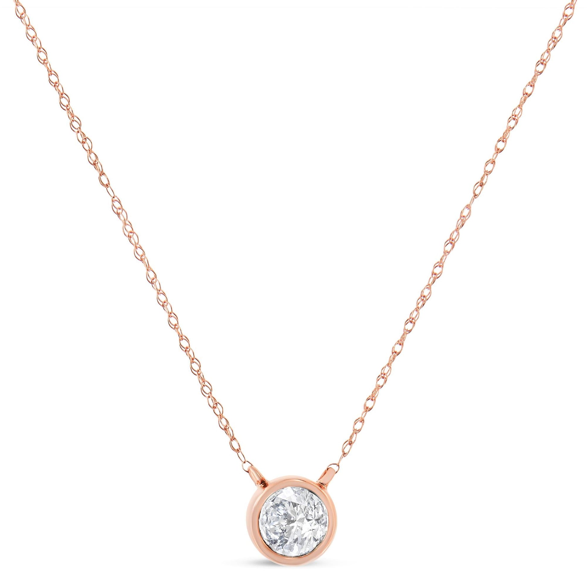 .925 Sterling Silver Round-Cut Diamond Bezel 18" Pendant Necklace (J-K Color, I1-I2 Clarity)-4