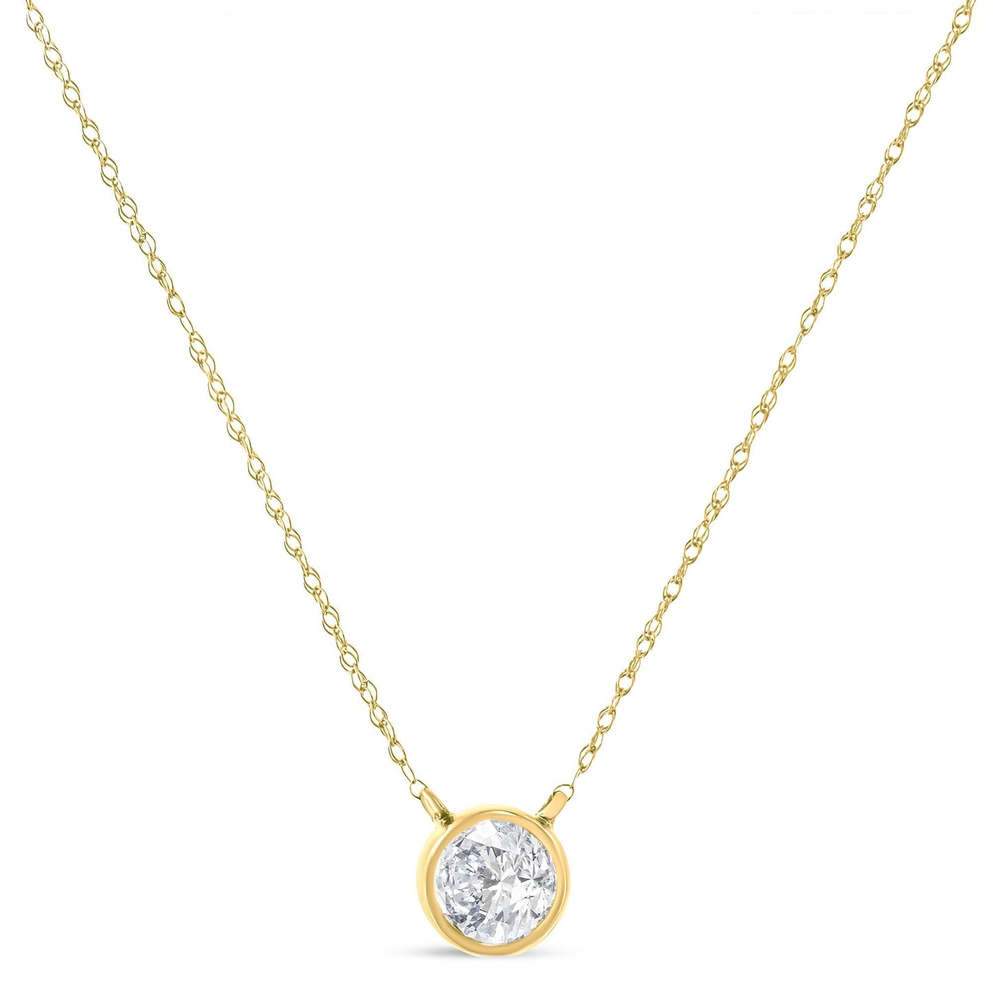 .925 Sterling Silver Round-Cut Diamond Bezel 18" Pendant Necklace (J-K Color, I1-I2 Clarity)-3