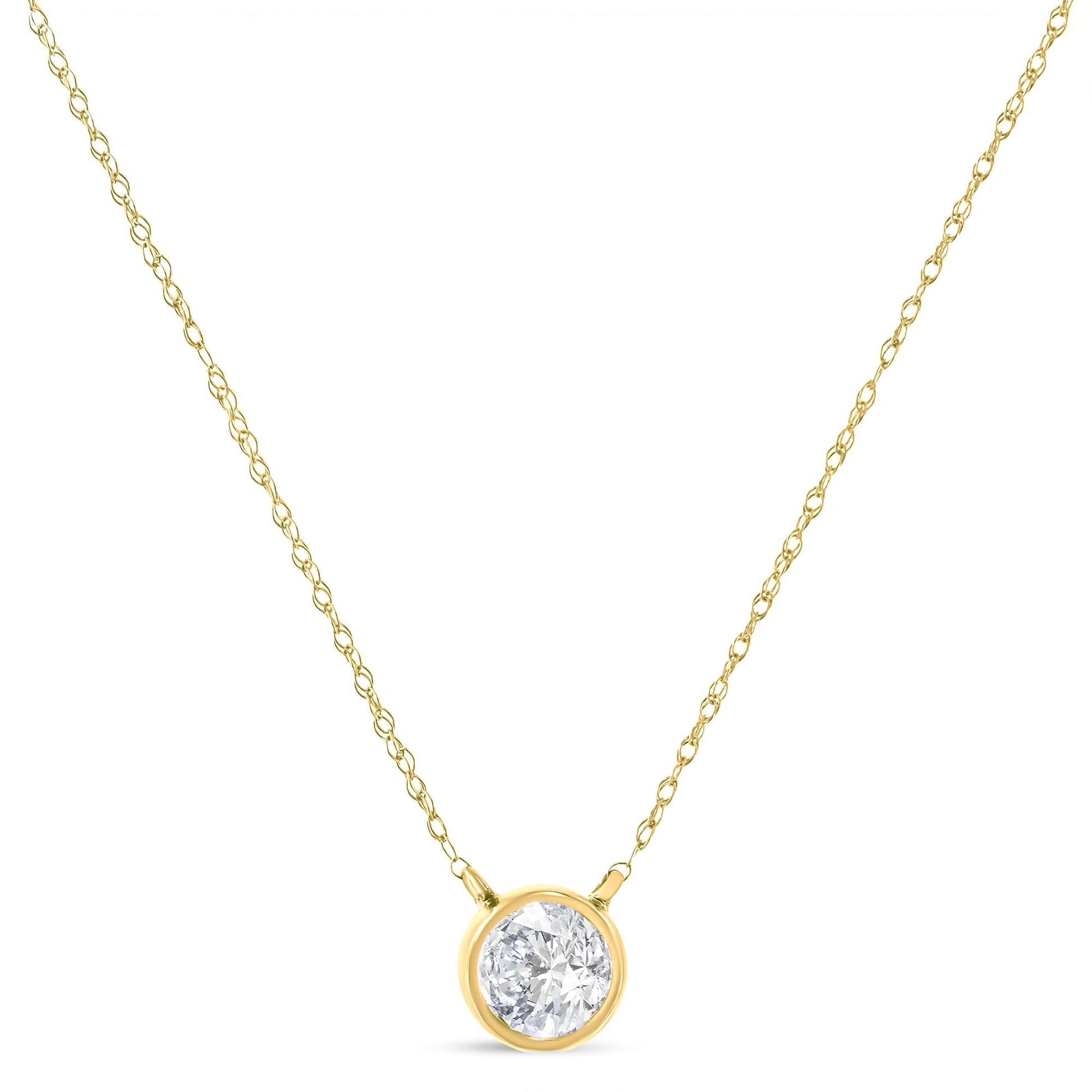 .925 Sterling Silver Round-Cut Diamond Bezel 18" Pendant Necklace (J-K Color, I1-I2 Clarity)-3