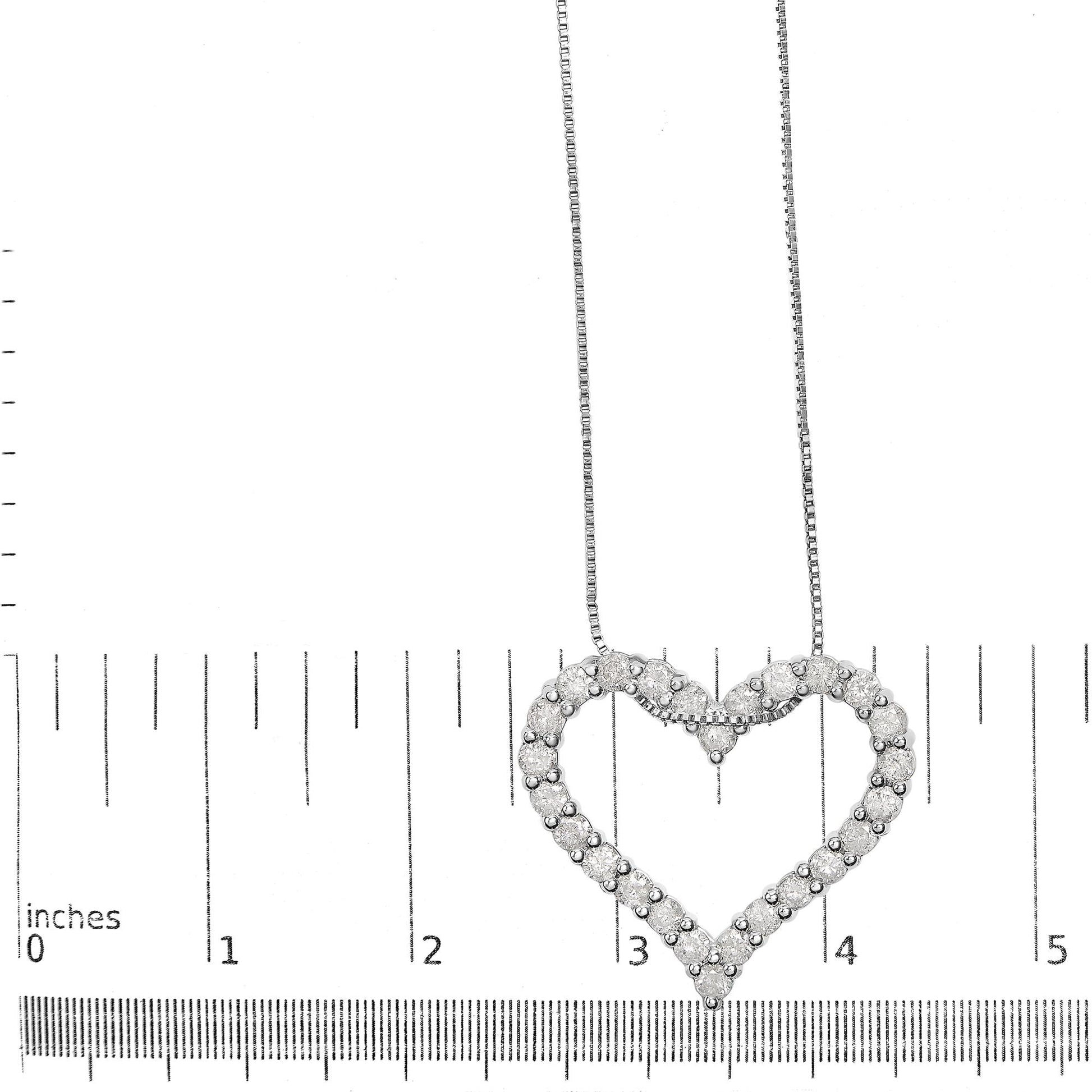 .925 Sterling Silver 2.0 Cttw Diamond Open Heart 18" Pendant Necklace (I-J Color, I2-I3 Clarity)-4