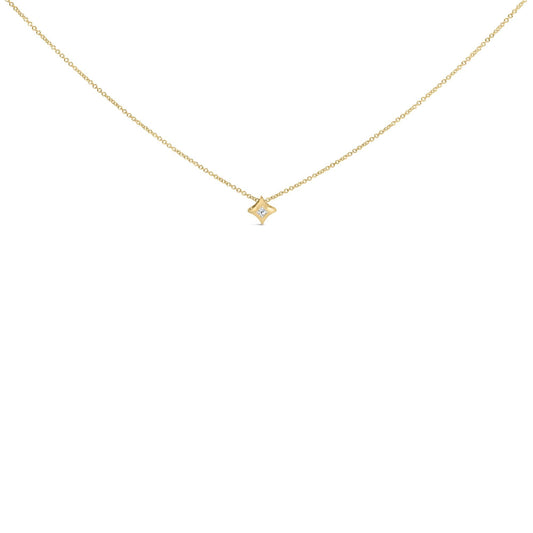 10K Gold 1/10 Cttw Bezel Set Solitaire Princess Cut Diamond Kite Shaped Pendent Necklace - 18" Inches-0