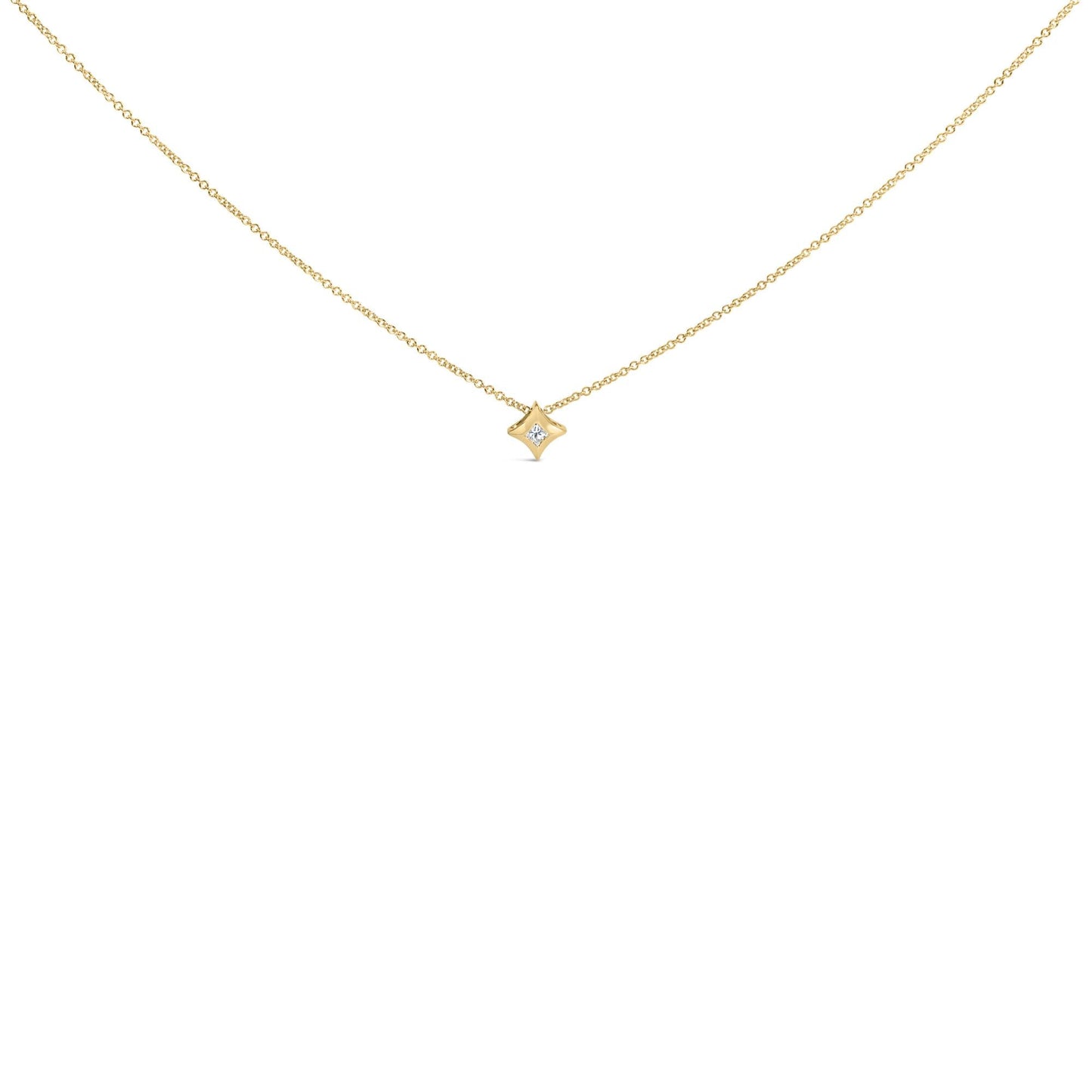 10K Gold 1/10 Cttw Bezel Set Solitaire Princess Cut Diamond Kite Shaped Pendent Necklace - 18" Inches-0