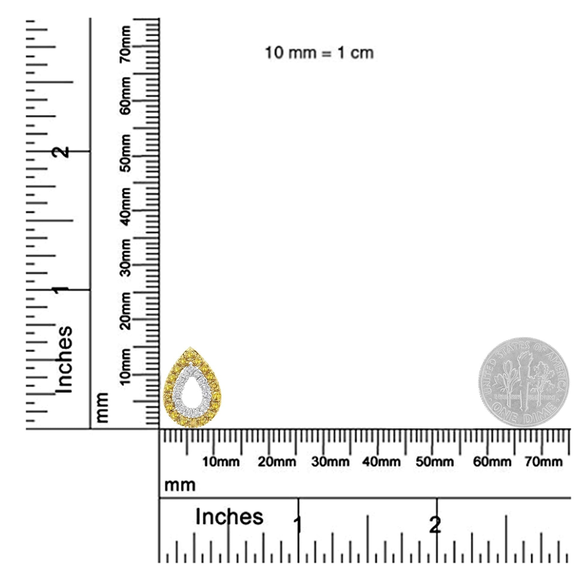 Yellow Gold Plated Sterling Silver Treated Yellow Diamond Pear Shape Pendant Necklace (1/2 cttw, Yellow Color, I2-I3 Clarity)-4