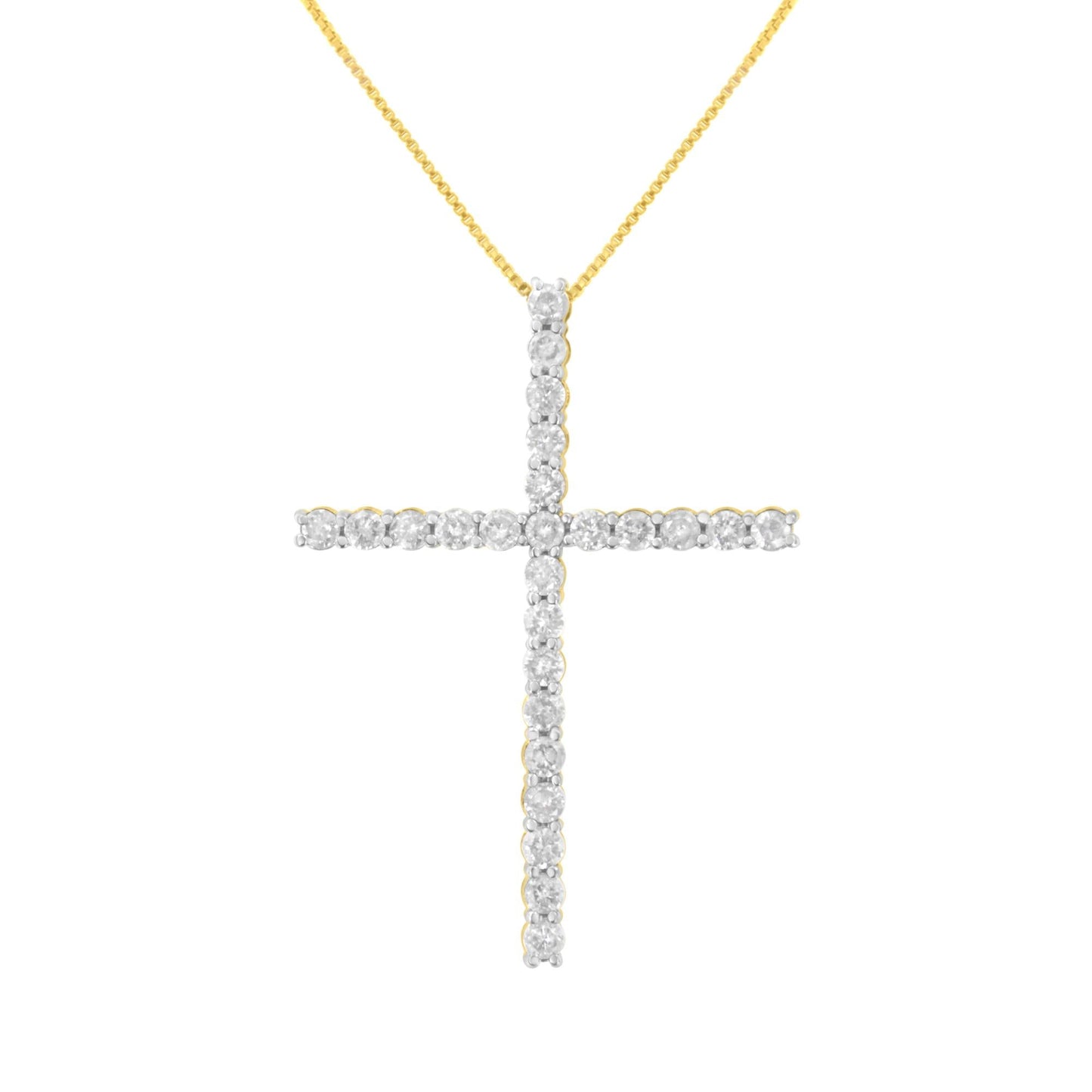 .925 Sterling Silver 2 1/2 cttw Diamond Cross Pendant Necklace (H-I, I2-I3)-0