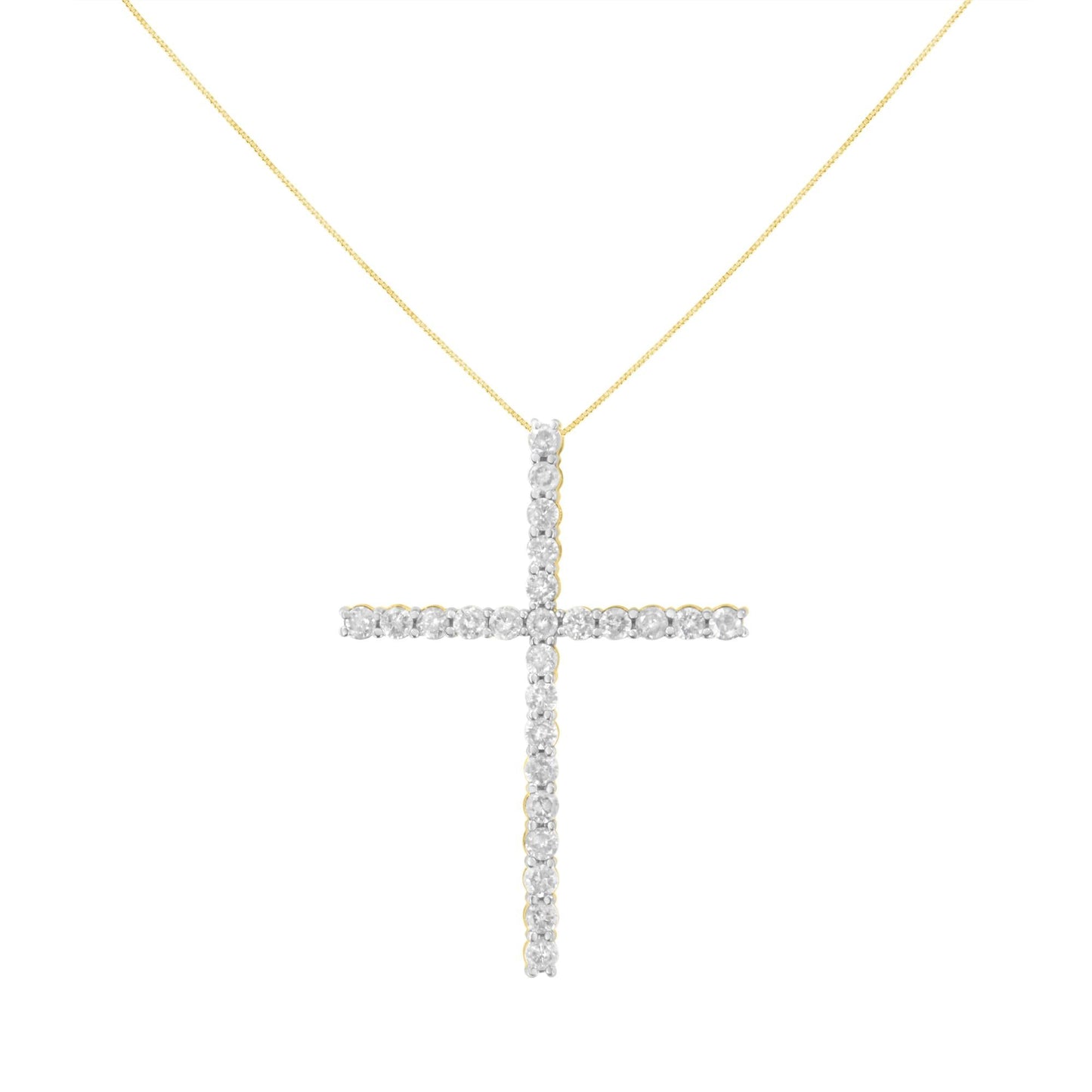 .925 Sterling Silver 2 1/2 cttw Diamond Cross Pendant Necklace (H-I, I2-I3)-2