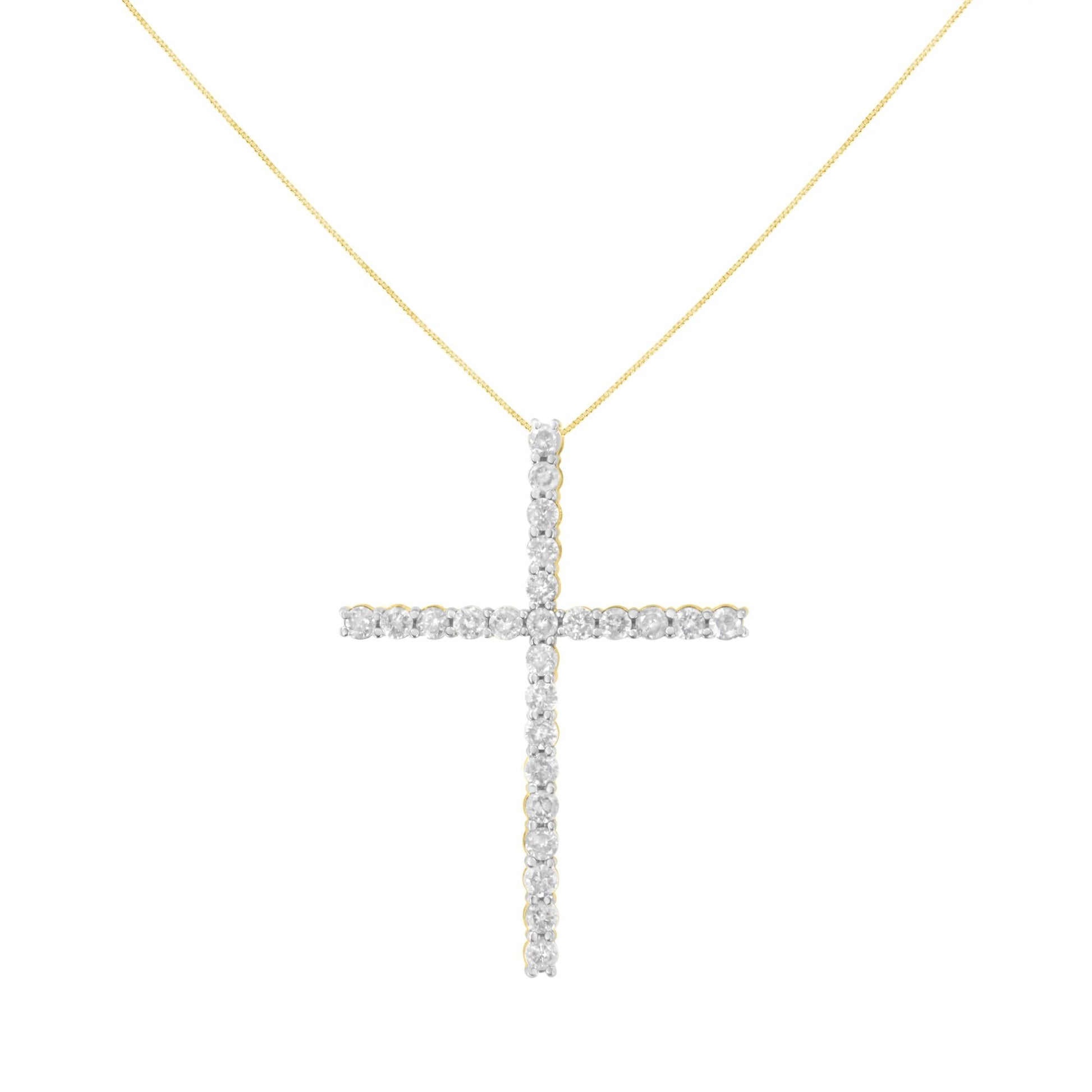.925 Sterling Silver 2 1/2 cttw Diamond Cross Pendant Necklace (H-I, I2-I3)-2