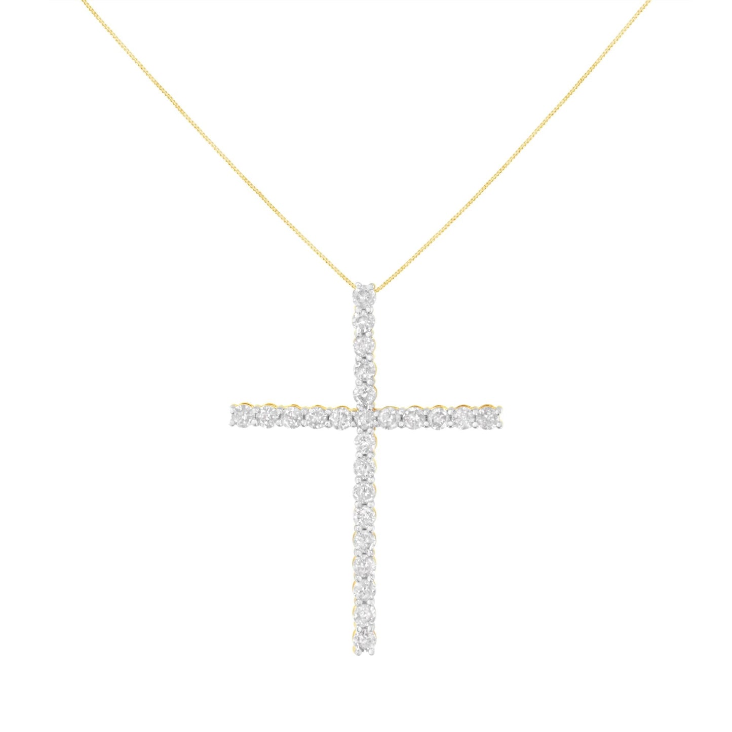 .925 Sterling Silver 3.0 Cttw Round Shape Diamond 1-1/2" Cross Pendant with Box Chain Necklace (J-K Color, I2-I3 Clarity) - 18"-2