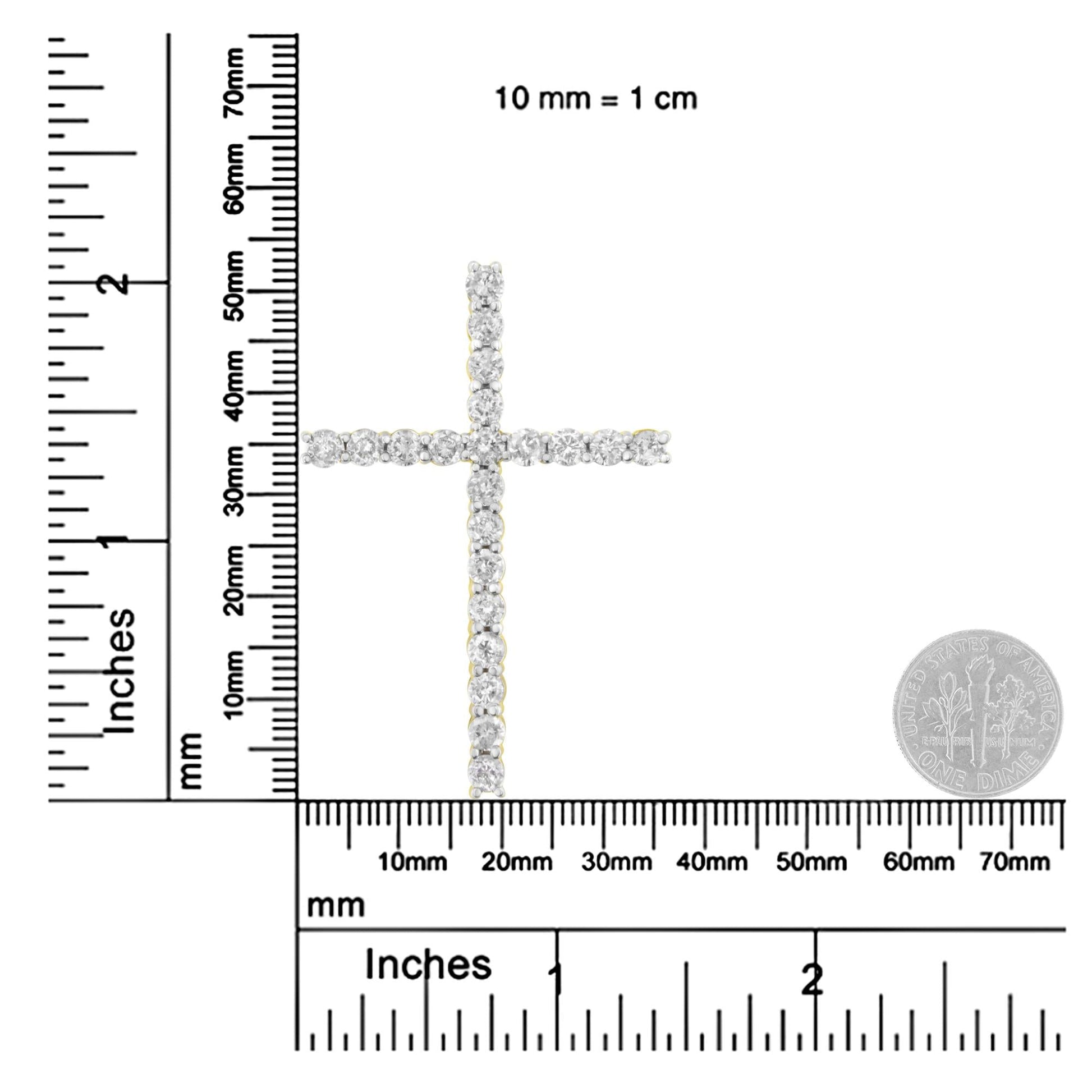 10K Yellow Gold Plated .925 Sterling Silver 4.0 Cttw Round Cut Diamond Cross Pendant Necklace (J-K Color, I1-I2 Clarity) - 18"-4