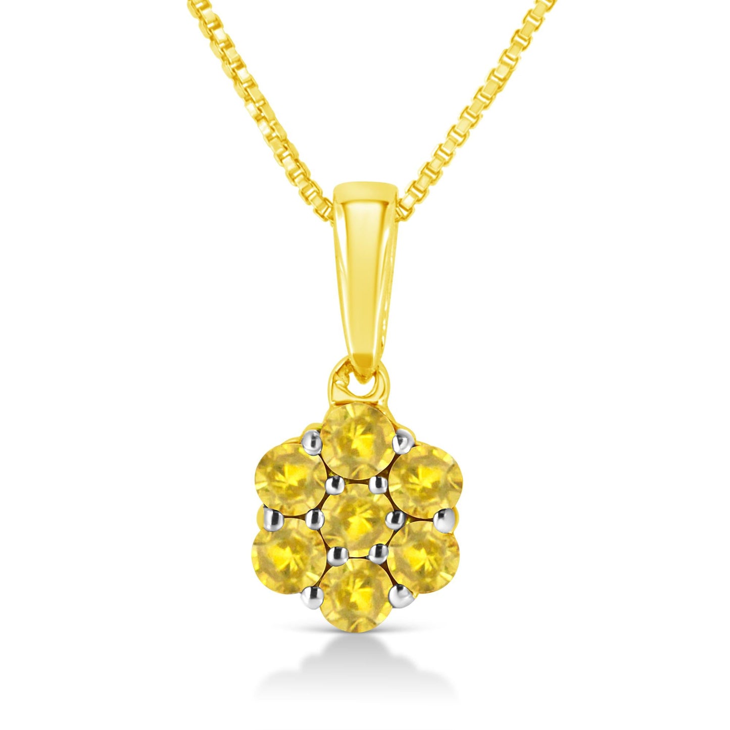 .925 Sterling Silver Prong Set Color Treated Diamond Floral Cluster 18" Pendant Necklace-2