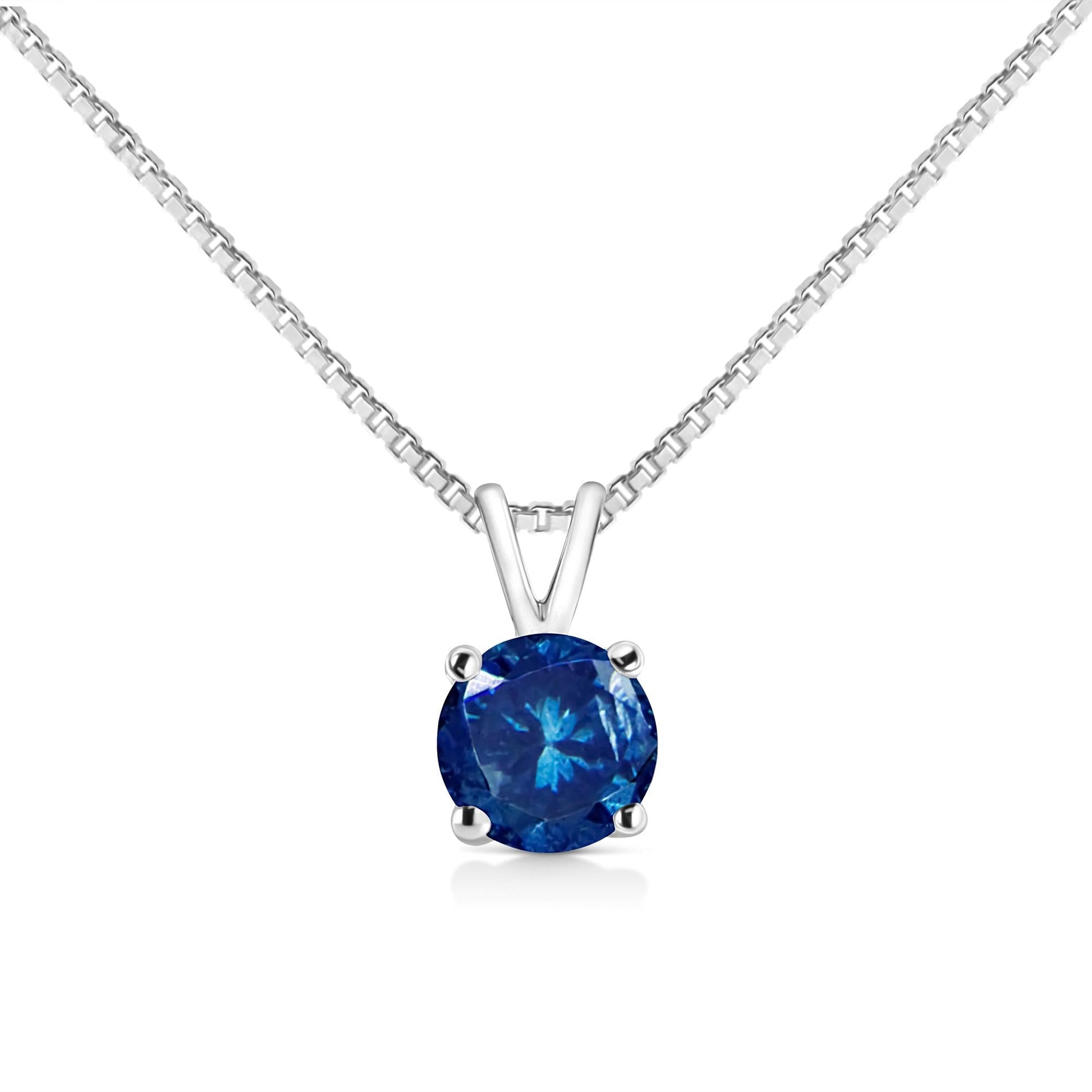 14K White Gold 1/4 Cttw Round Brilliant Cut Lab Grown Diamond 4-Prong Solitaire Pendant Necklace-2